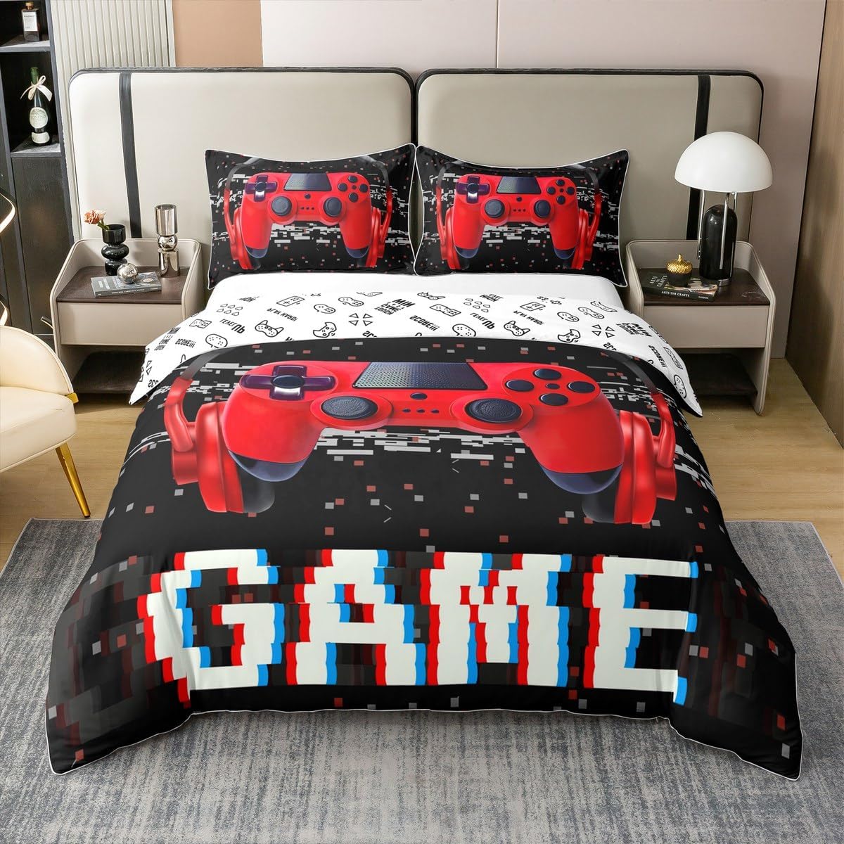 Thumbnail 6 de Baumwolle Moderne Gamepad Bettwäsche Set 135x200 cm – Reversibel, mit Kissenbezug