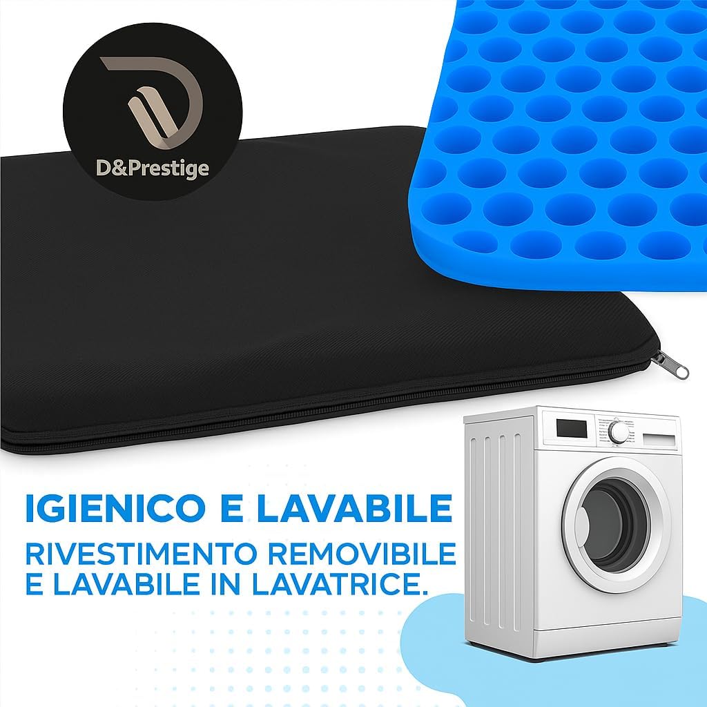 Detalle 2 de Cuscino ergonomico in gel con rivestimento sfoderabile e lavabile per sedia (Comfort antidolorifico) – traspirante anti-calore