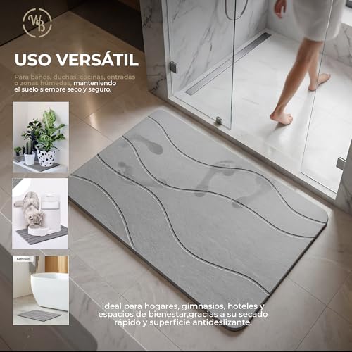 Thumbnail 6 de WB® Alfombra Diatomita Baño Fast Dry 60x40 Gris – Secado Rápido, Antideslizante y Antibacteriana