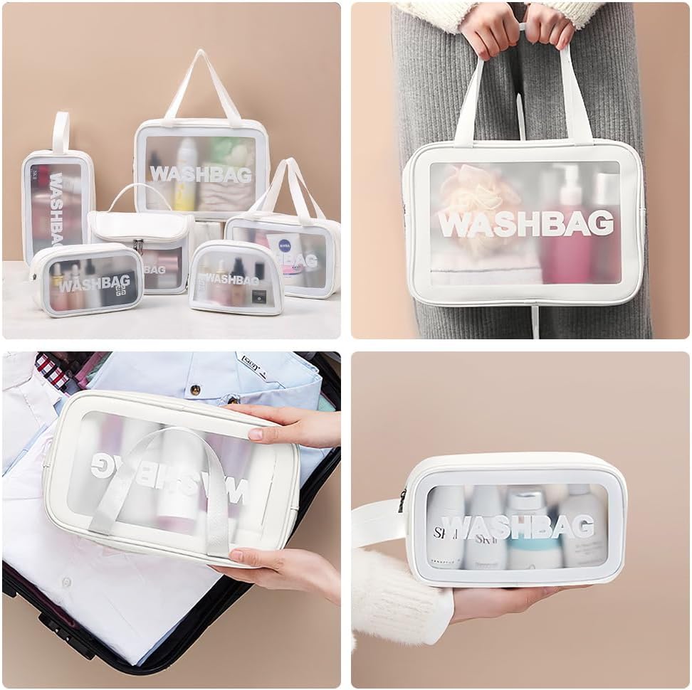 Detalle 2 de Aucuu 6-teiliges Reise-Kulturbeutel-Set (transparent) – wasserdichte, auslaufsichere Organizer mit Reißverschluss