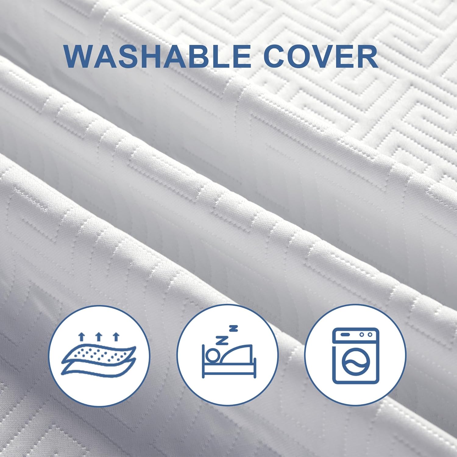 Thumbnail 6 de Eiayeebil 3 Inch Memory Foam Mattress Topper (Full) with Removable & Washable Cover