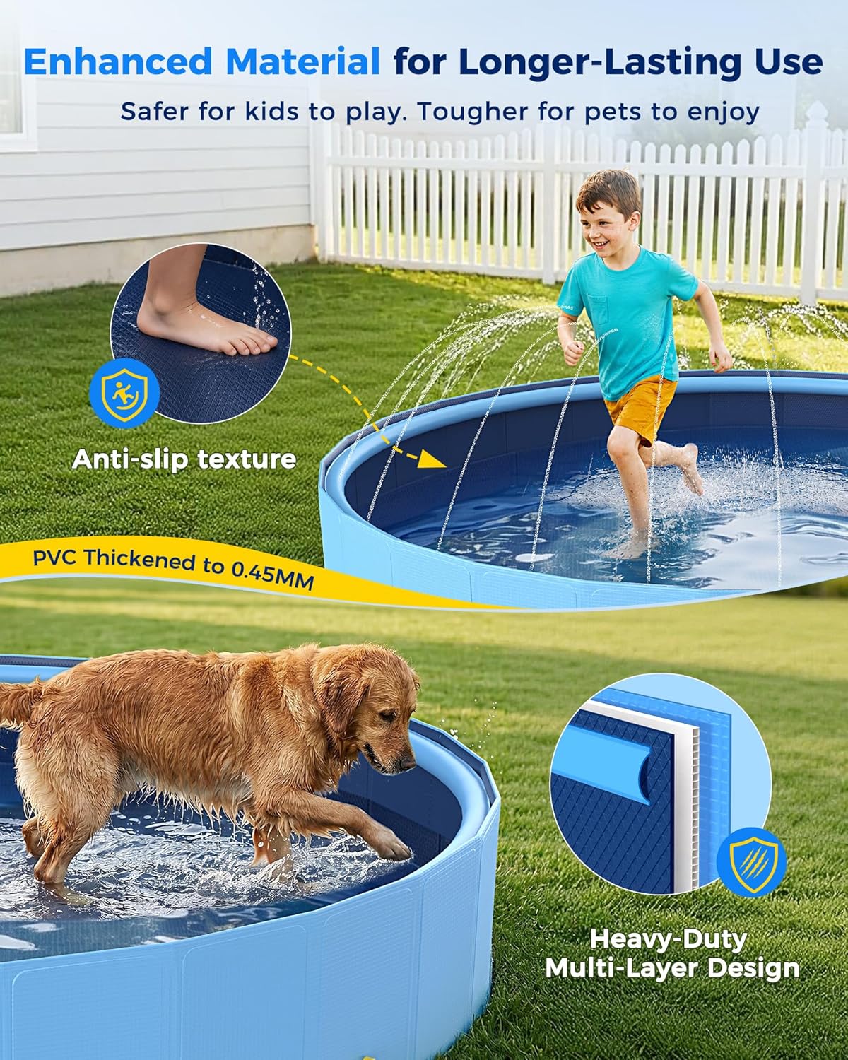 Detalle 2 de VISTOP 117" Extra Large Dog Pool with Sprinkler