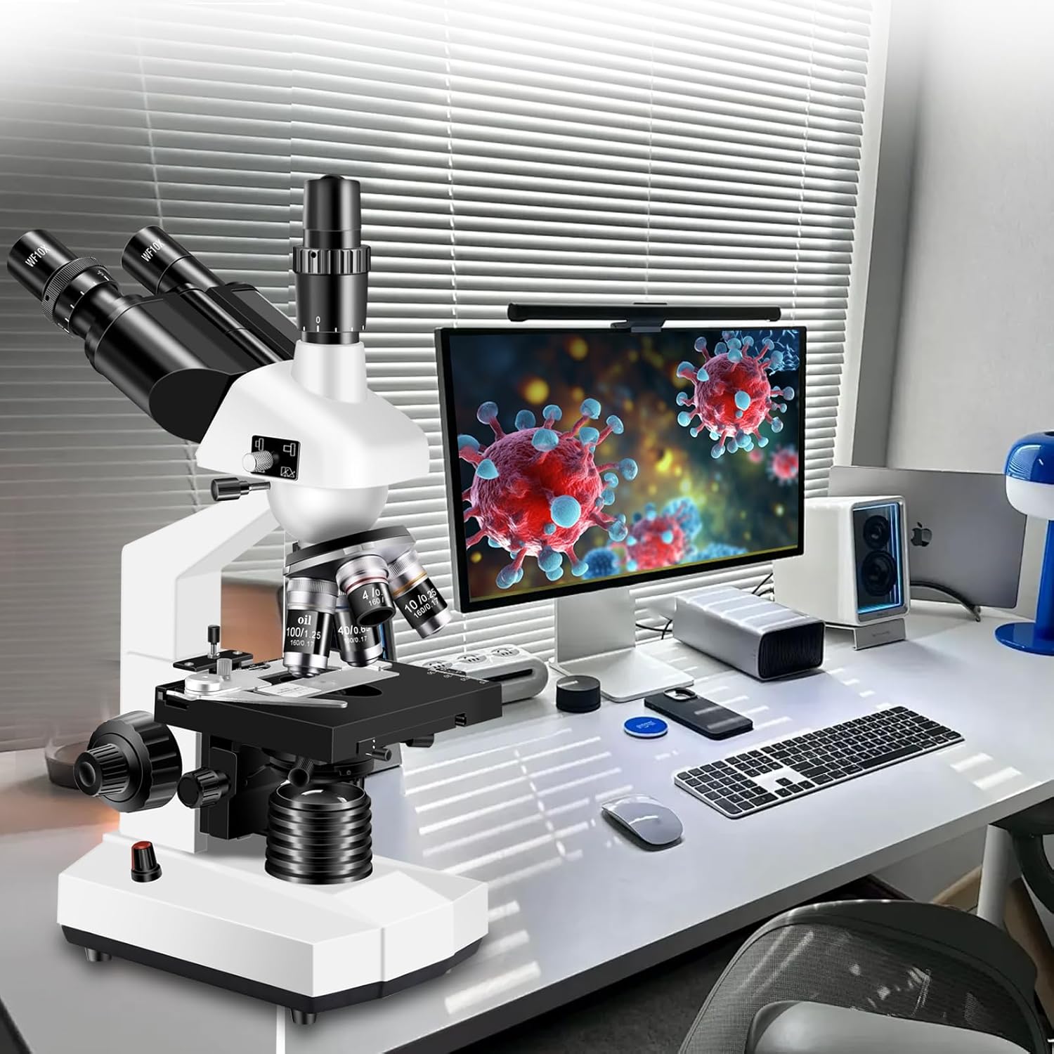 Detalle de Trinocular Microscope 40X–5000X with HD USB Camera