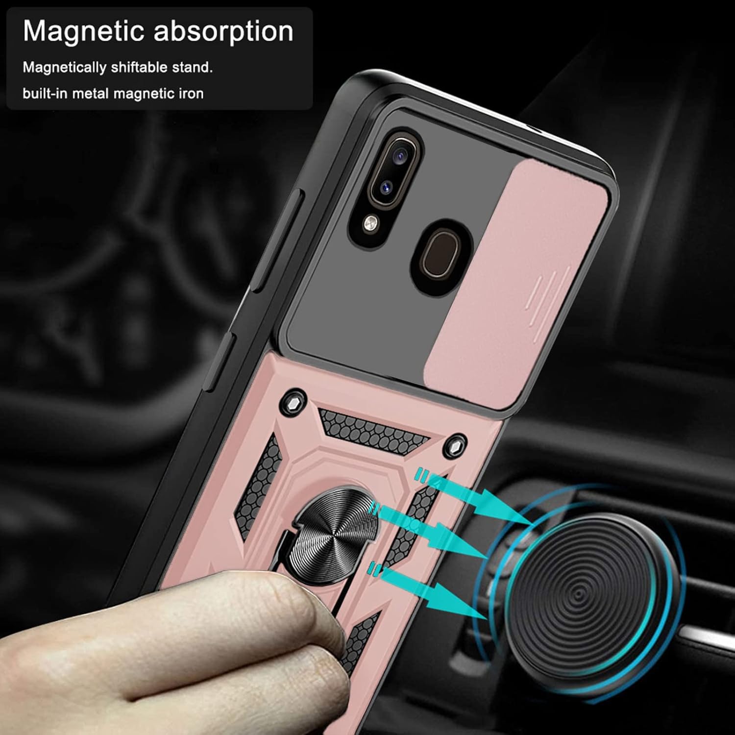 Thumbnail 1 de Asuwish Hybrid Case with Slide Camera Cover and Screen Protector for Samsung Galaxy A20/A30/A50 series