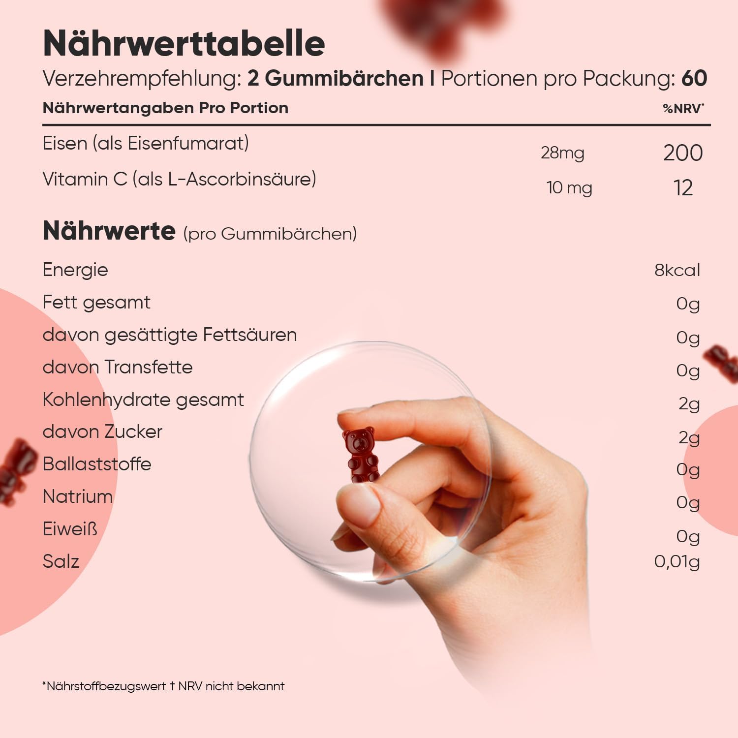 Detalle de WeightWorld Eisen & Vitamin C Gummibärchen – 120 Gummies, 2 Monate Vorrat