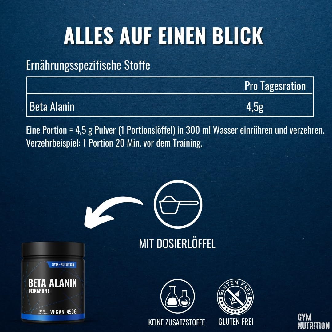 Thumbnail 3 de Beta Alanin Pulver 450 g – 99% Aminosäure Beta-Alanine, vegan & in Deutschland produziert