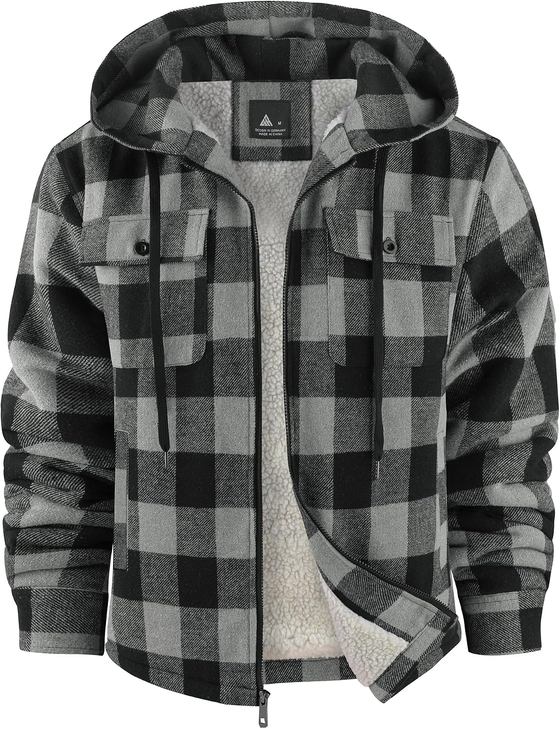 Detalle 2 de Men Winter Coat with Flannel Plaid Shirt Jacket