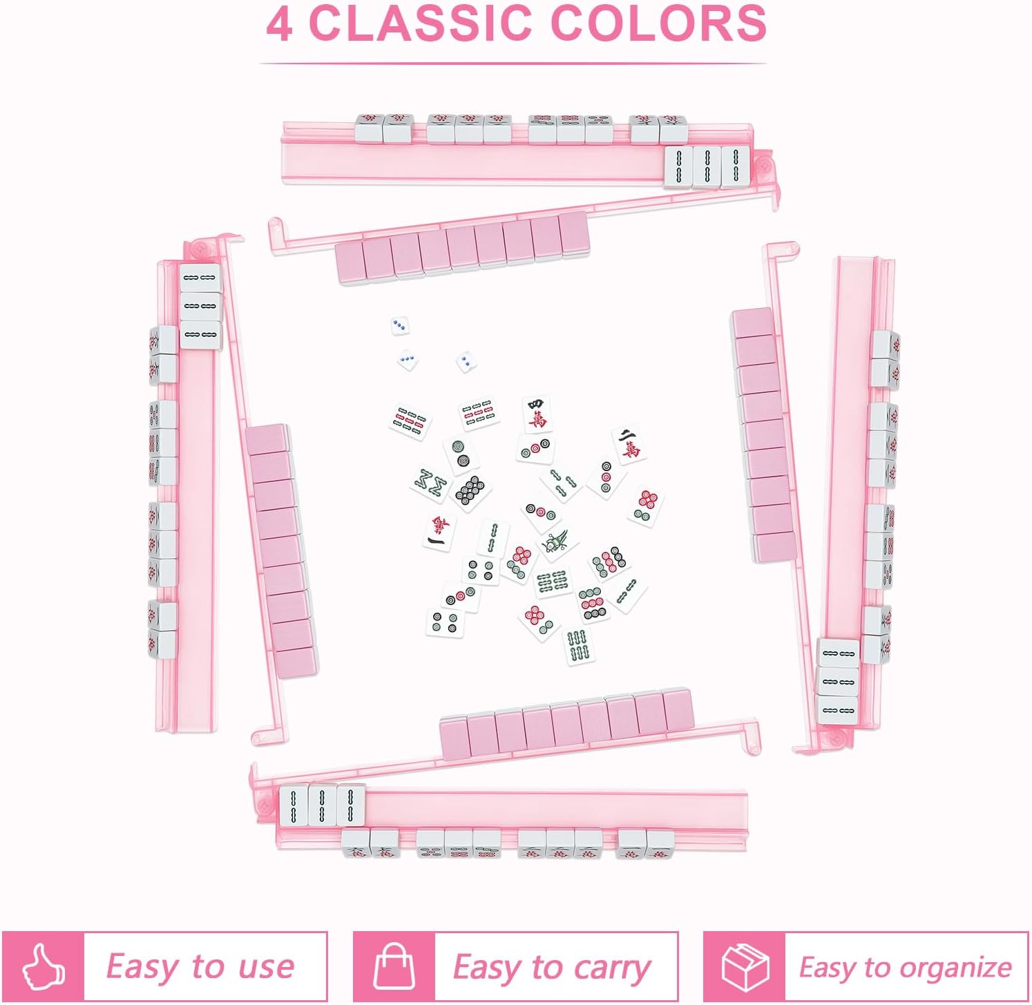 Detalle de Niflirt Mahjong Racks with Pushers 4PCS Set: Clear Acrylic Tile Holders for American Mahjong