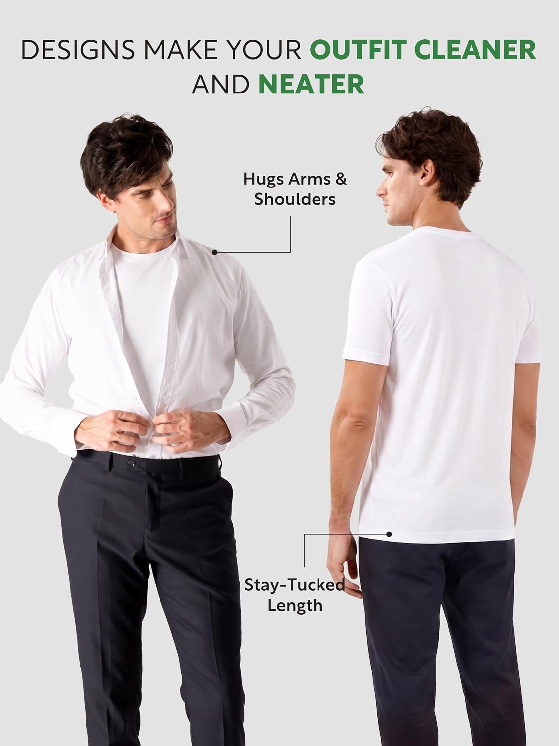 Detalle de DAVID ARCHY Men’s Moisture-Wicking Crewneck Undershirt (3 or 5 Pack)