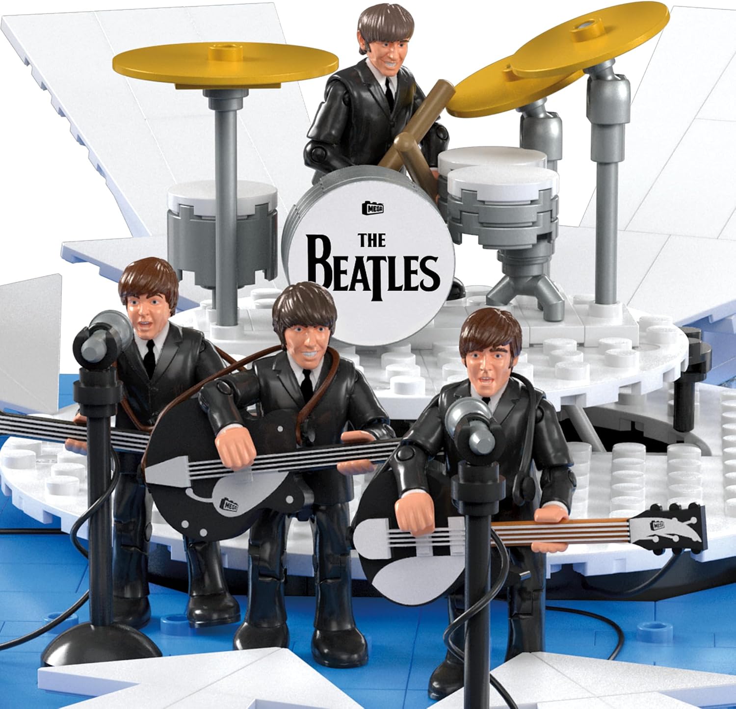 Detalle 2 de MEGA HVH42 byggset med The Beatles-scen, 681 delar, fyra figurer och LED-ljus