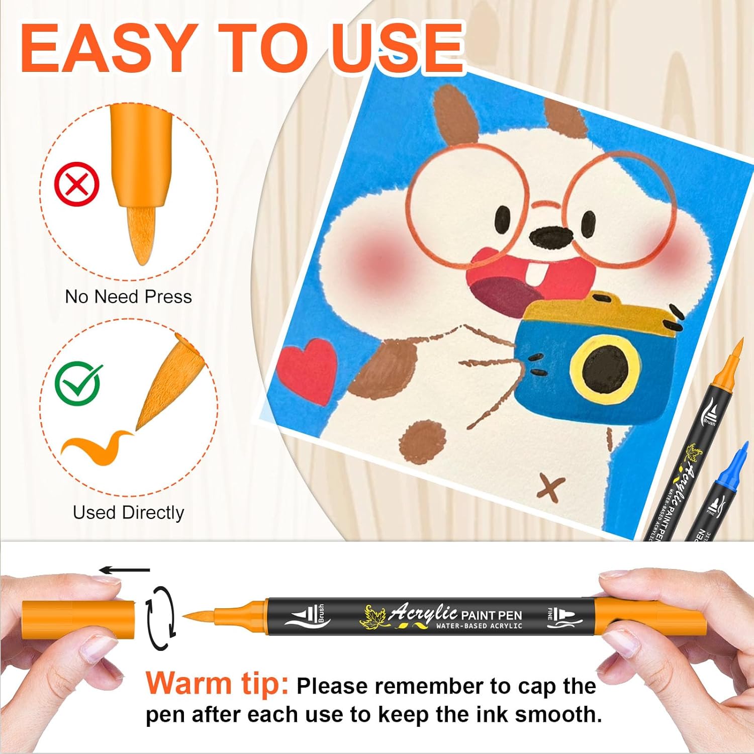 Thumbnail 2 de NICETY 128 Pcs Felt Acrylic Paint Pen (Dual Tip) for Wood, Canvas, Glass & Ceramics