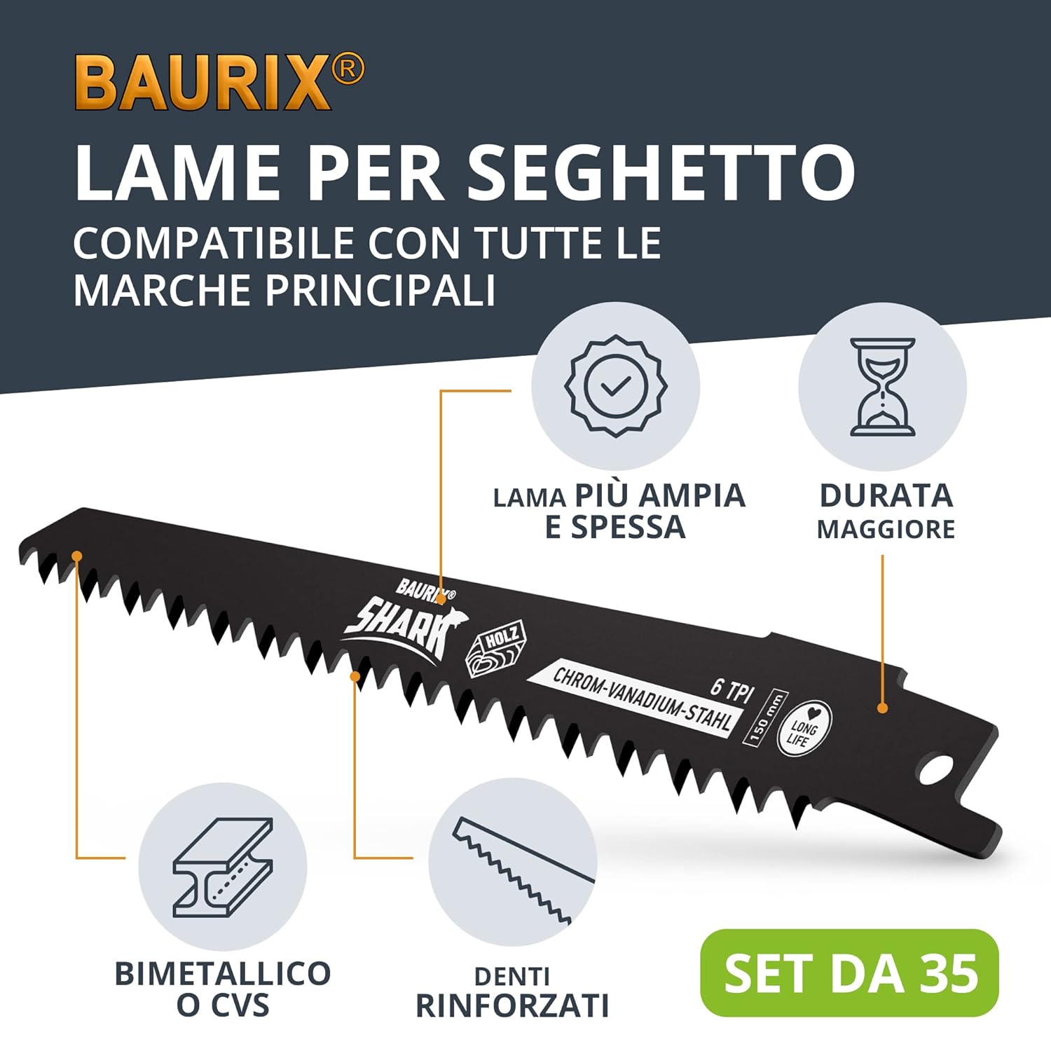 Detalle 2 de BAURIX Lame per Seghetto 35 pezzi