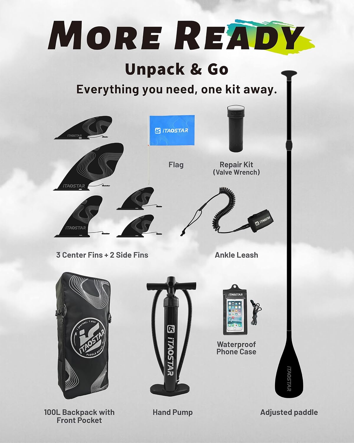 Detalle de iTAOSTAR Lead 12' × 35" / 11' × 33" Inflatable SUP Board — All‑Skill, All‑Ages, 5 Fins Included