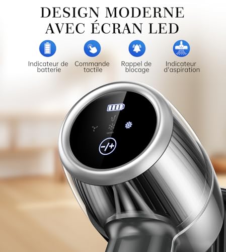 Detalle 2 de Syntecno Aspirateur Balai sans Fil Puissant - Puissance, Silencieux et LED pour Poils d’Animaux