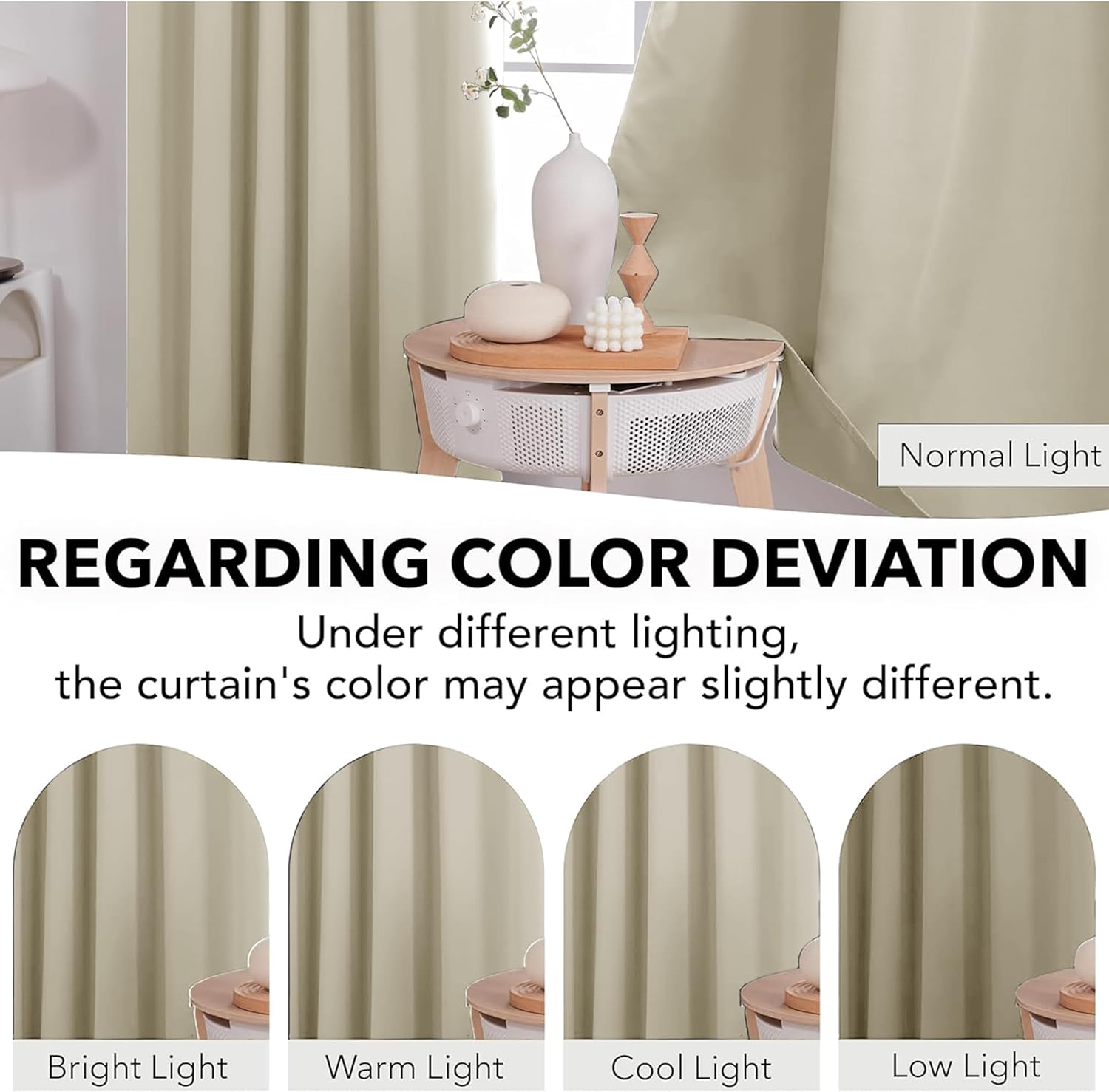Thumbnail 5 de My home store Cream Blackout Curtains for Bedroom – 2 Panels, W 66" x L 90" (168 cm x 228 cm) with Eyelet Ring