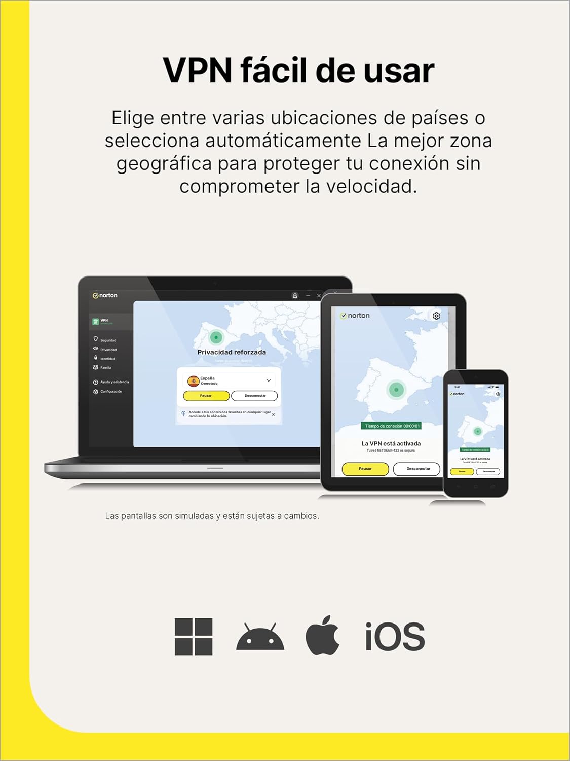 Detalle de Norton VPN Estándar 2026 5 dispositivos