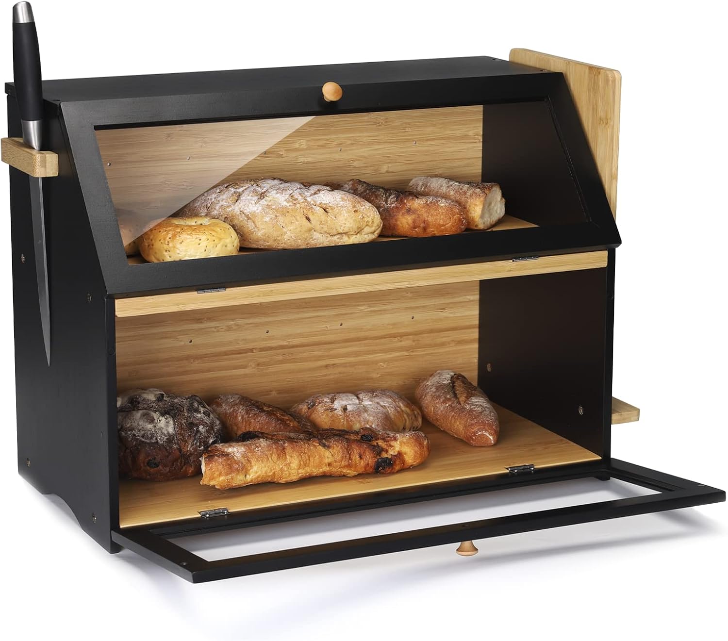 Thumbnail 5 de Leader Accessories Double Decker Bamboo Bread Bin 2-Layer