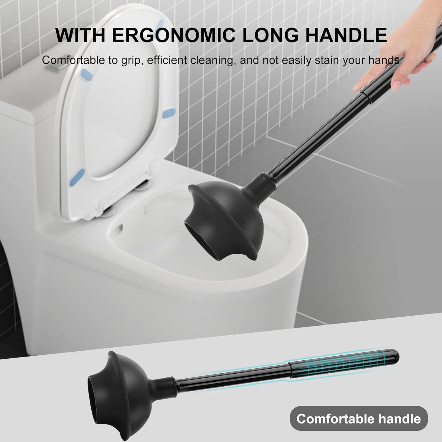 Detalle 2 de SetSail Toilet Brush and Plunger Set in Black — Semi-Hidden, Heavy-Duty Bathroom Cleaning Kit