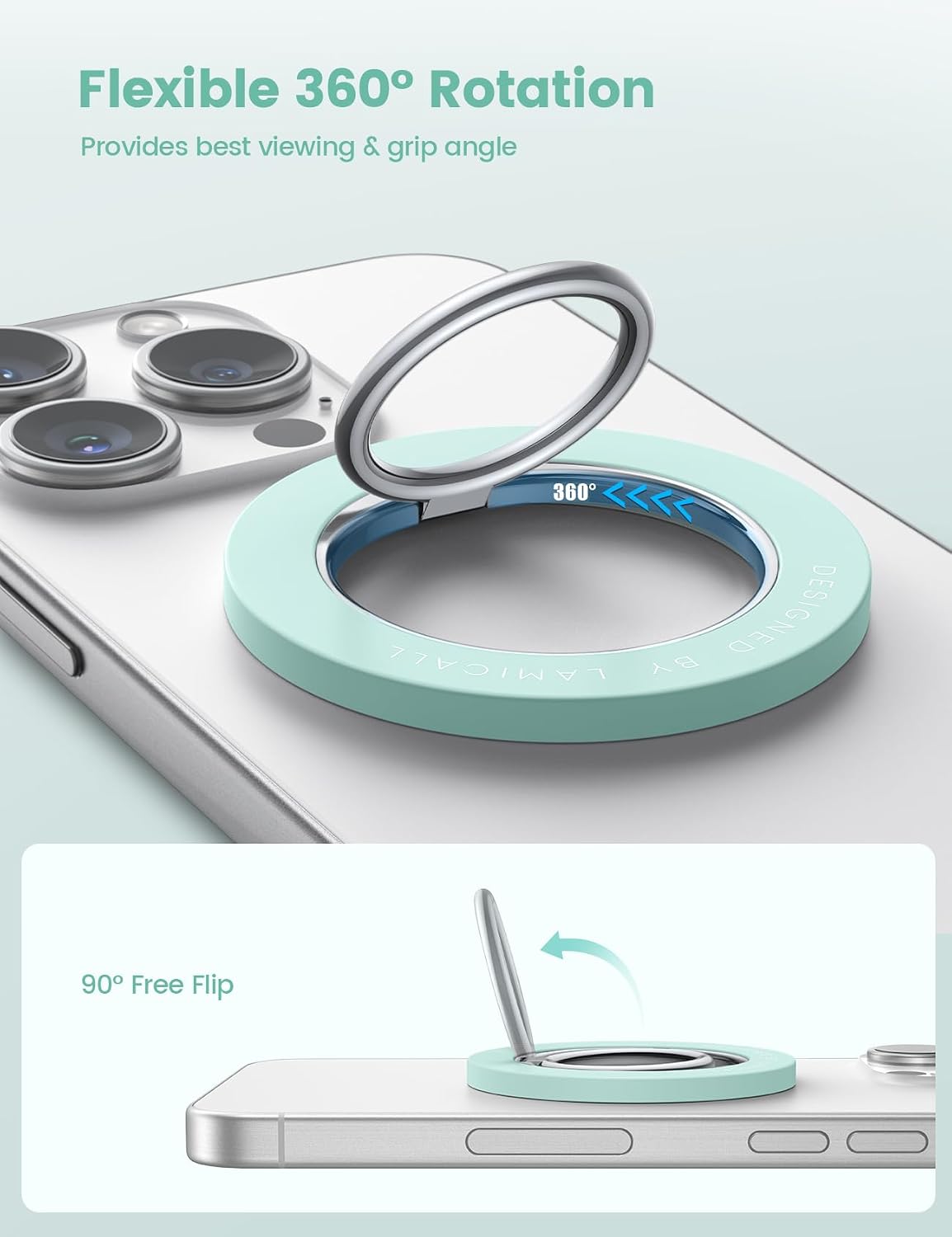 Detalle de Lamicall Magnetic Phone Ring Holder for MagSafe Green