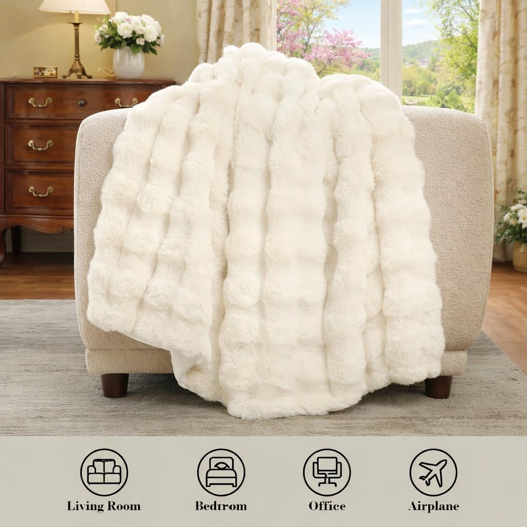 Detalle 2 de Amélie Home Faux Fur Throw Blanket 90" x 90" 🛋