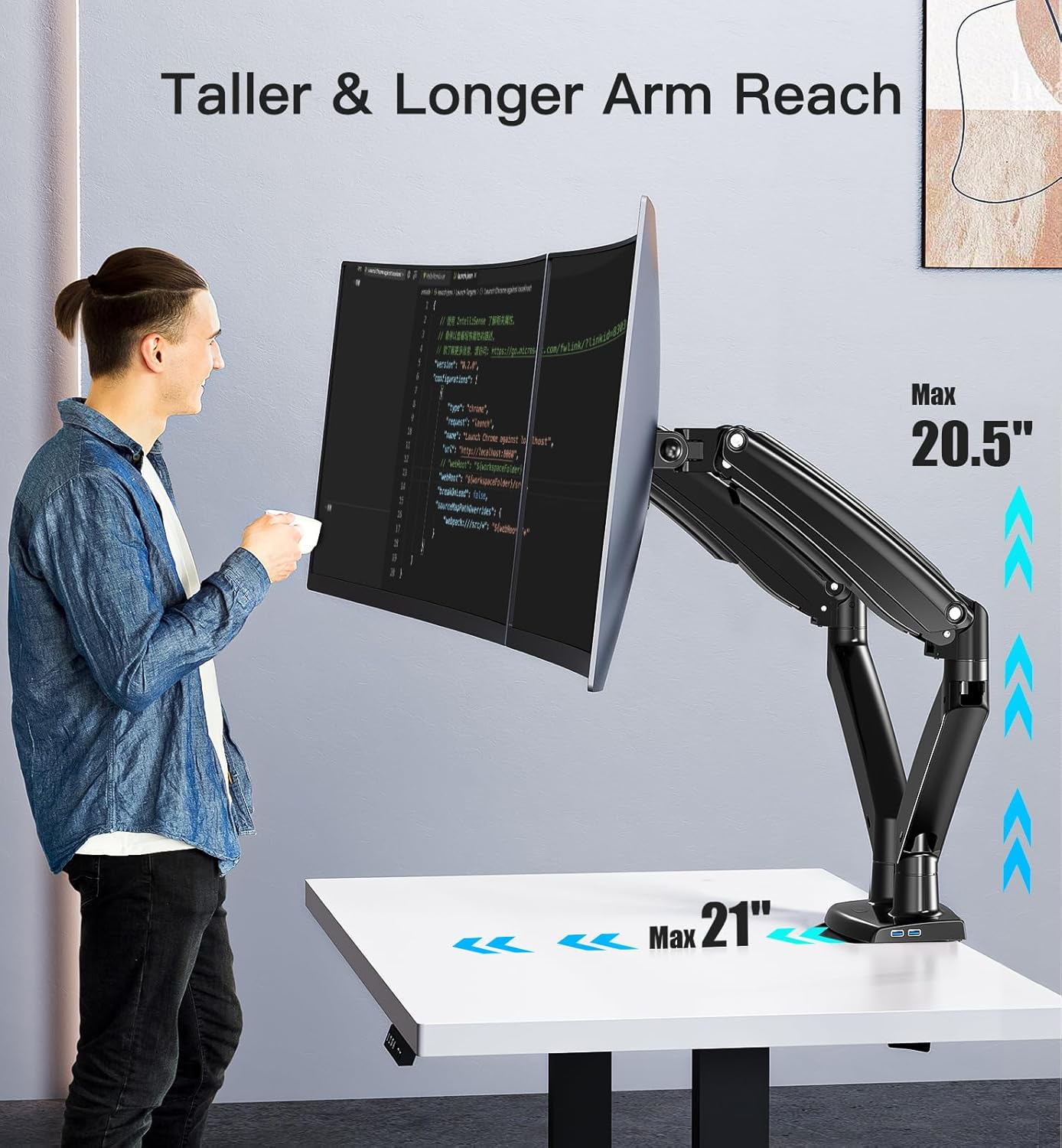 Thumbnail 4 de HUANUO Dual Monitor Halterung 13–40 Zoll