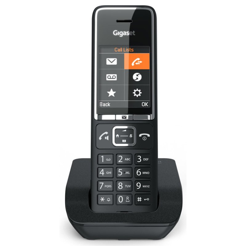 Detalle de Gigaset Comfort 550 Iberia: Teléfono inalámbrico DECT negro para casa y escritorio
