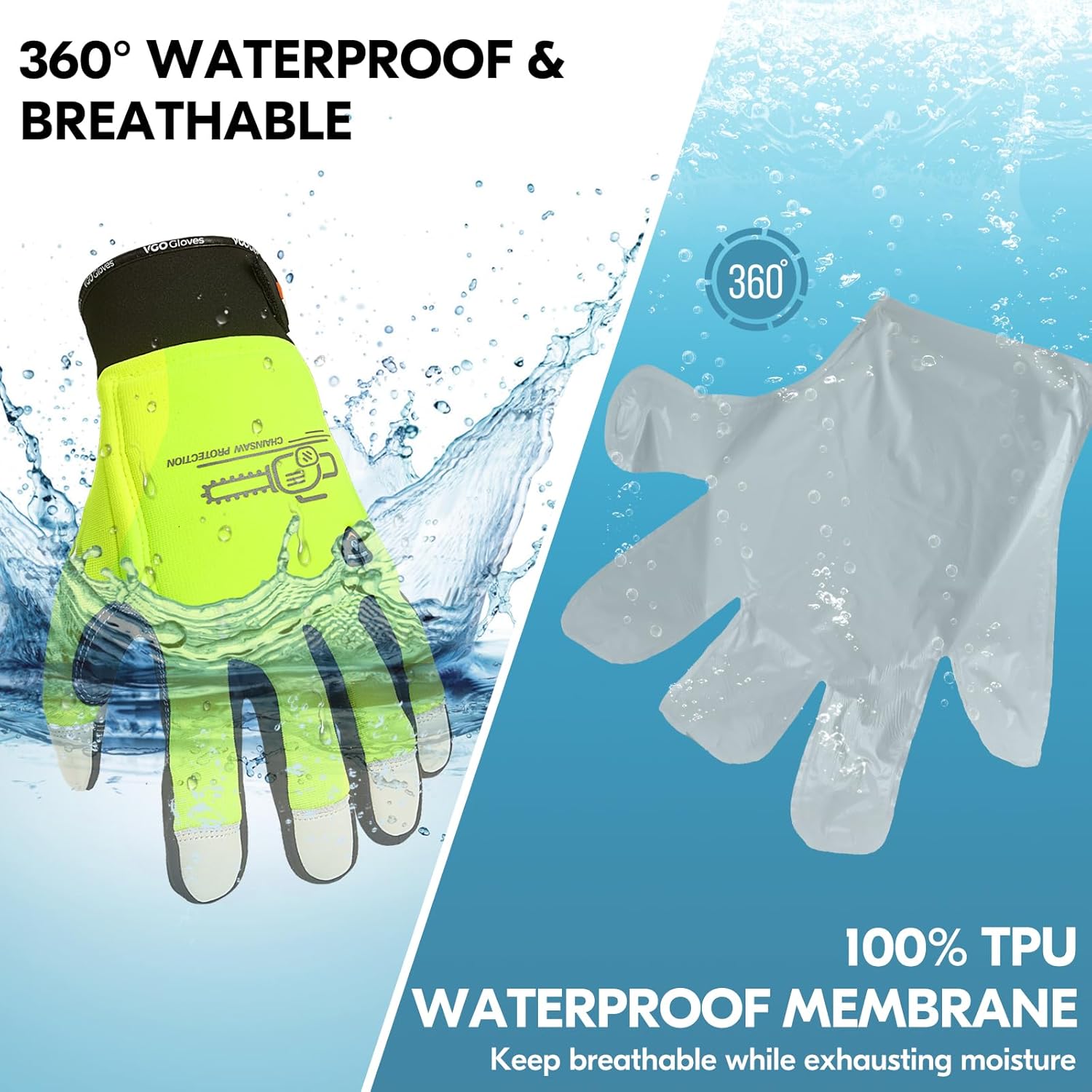 Thumbnail 2 de Vgo gants de tronçonneuse 12 couches, taille unique