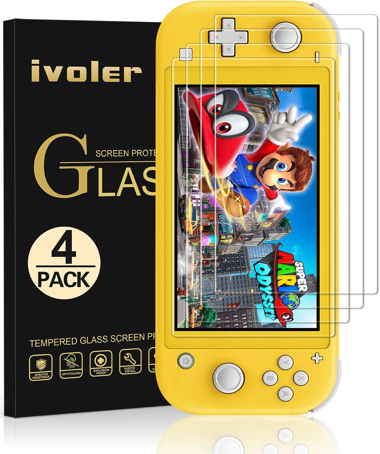 Detalle de ivoler 5.5'' Tempered Glass Screen Protectors for Nintendo Switch Lite, 4-Pack