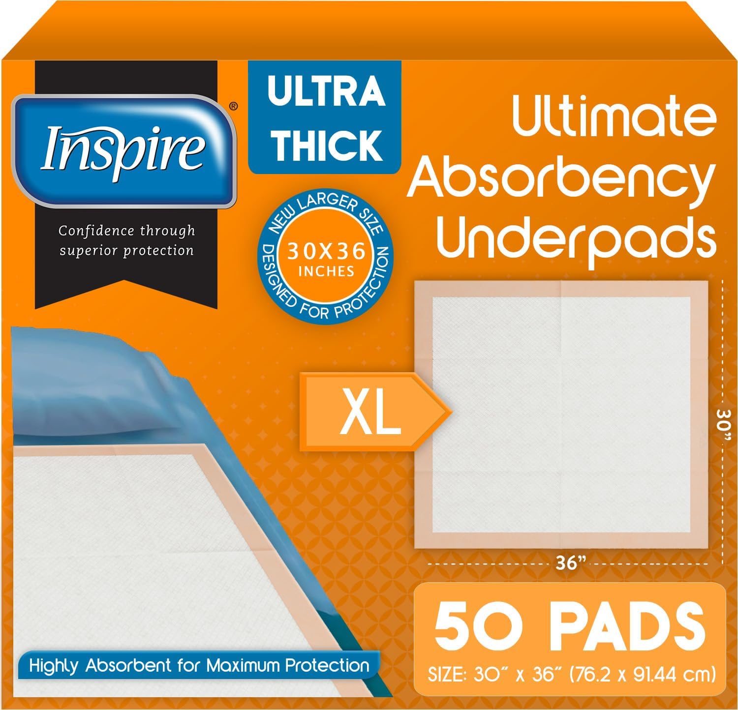 Detalle de Inspire XL Super Absorbent Bed Pads 30 x 36, 50 ct