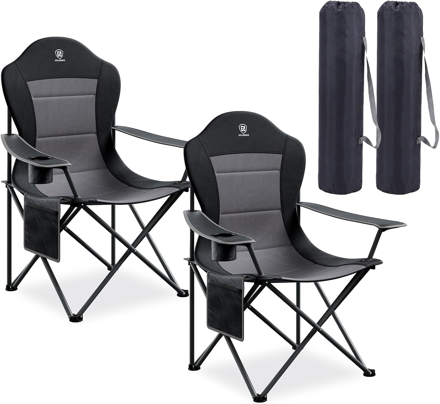Detalle de EVER ADVANCED Oversized High-Back Folding Camping Chairs, Padded 2-Pack