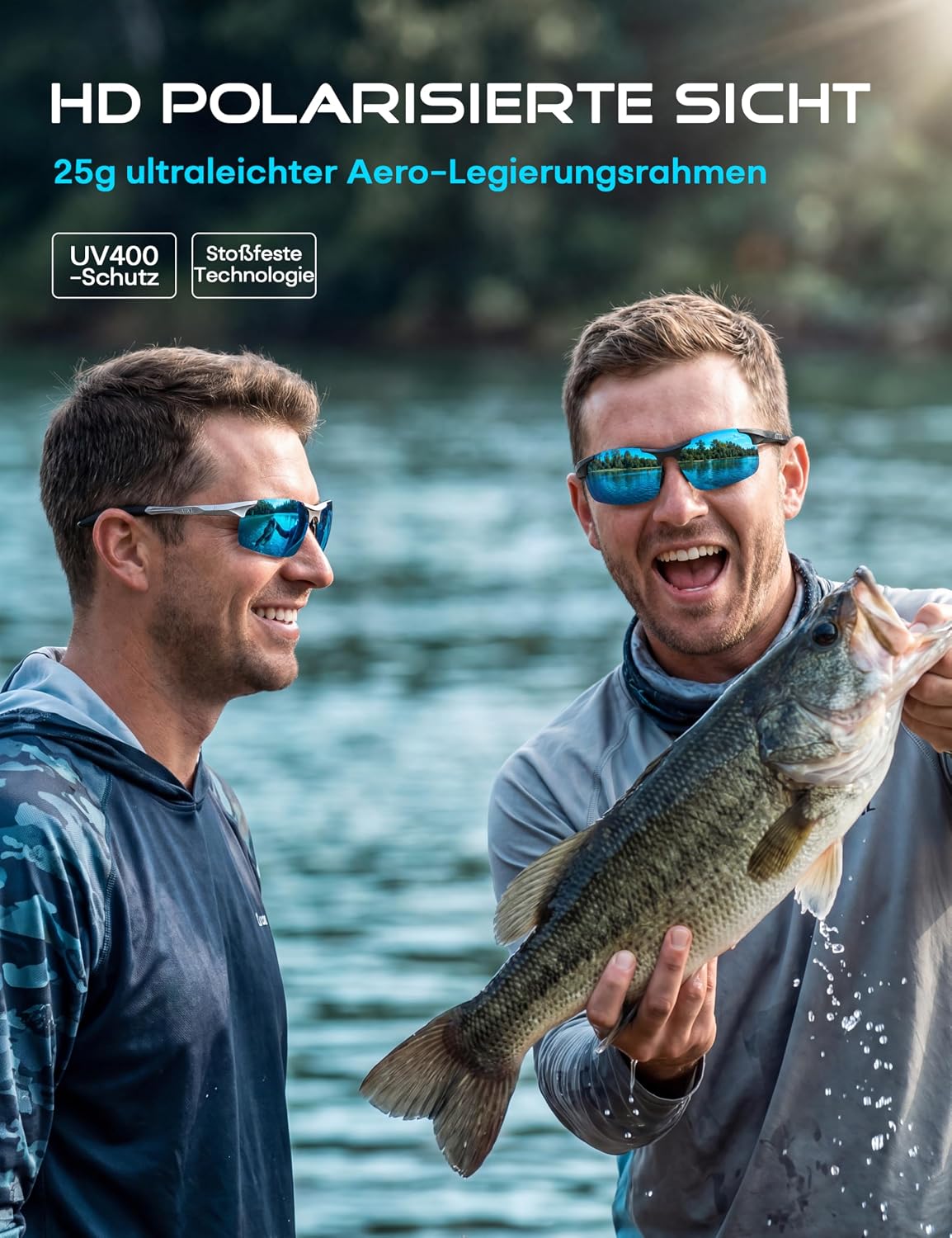 Detalle de ATTCL Herren-Sonnenbrille polarisiert für Sport – UV400, leichter Wrap-Around-Alu-Mg-Rahmen