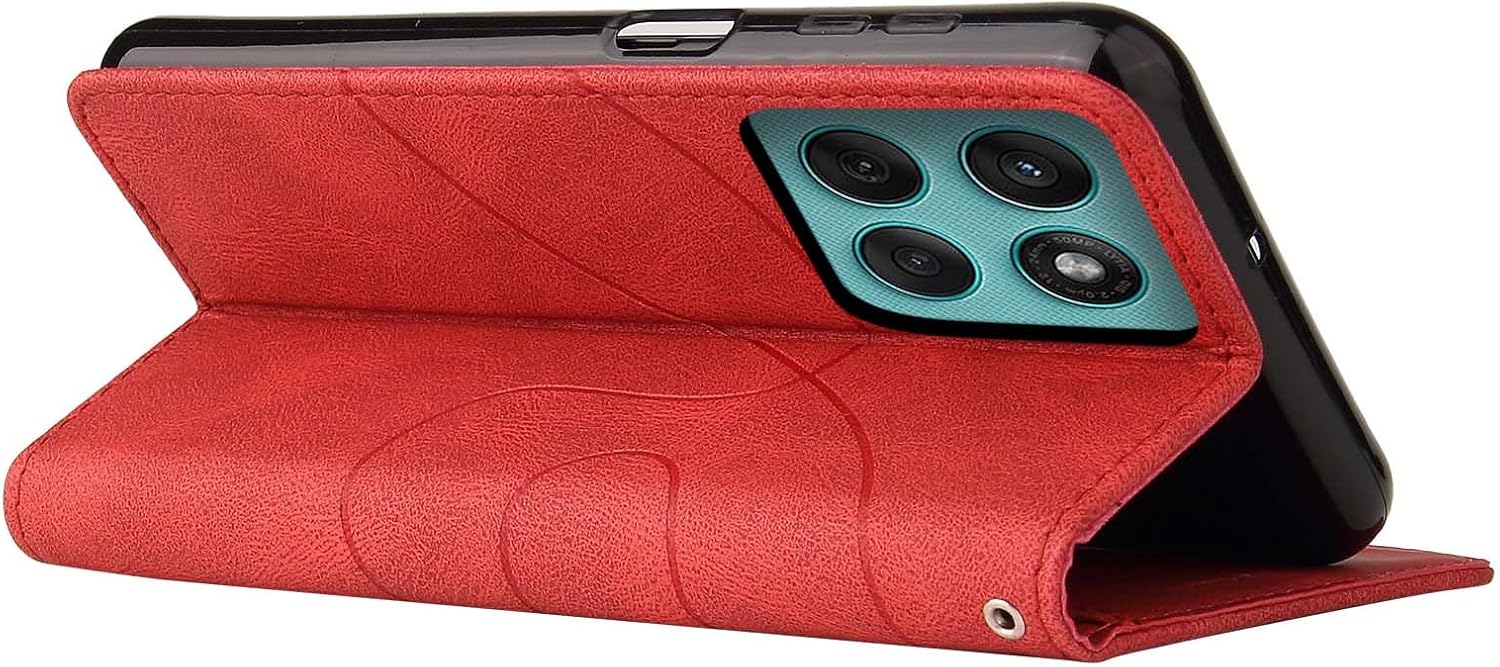 Thumbnail 3 de CXTCASE Flip-Hülle für Motorola Edge 60 Fusion – rotes PU-Leder Flip Case mit Kartenfächern