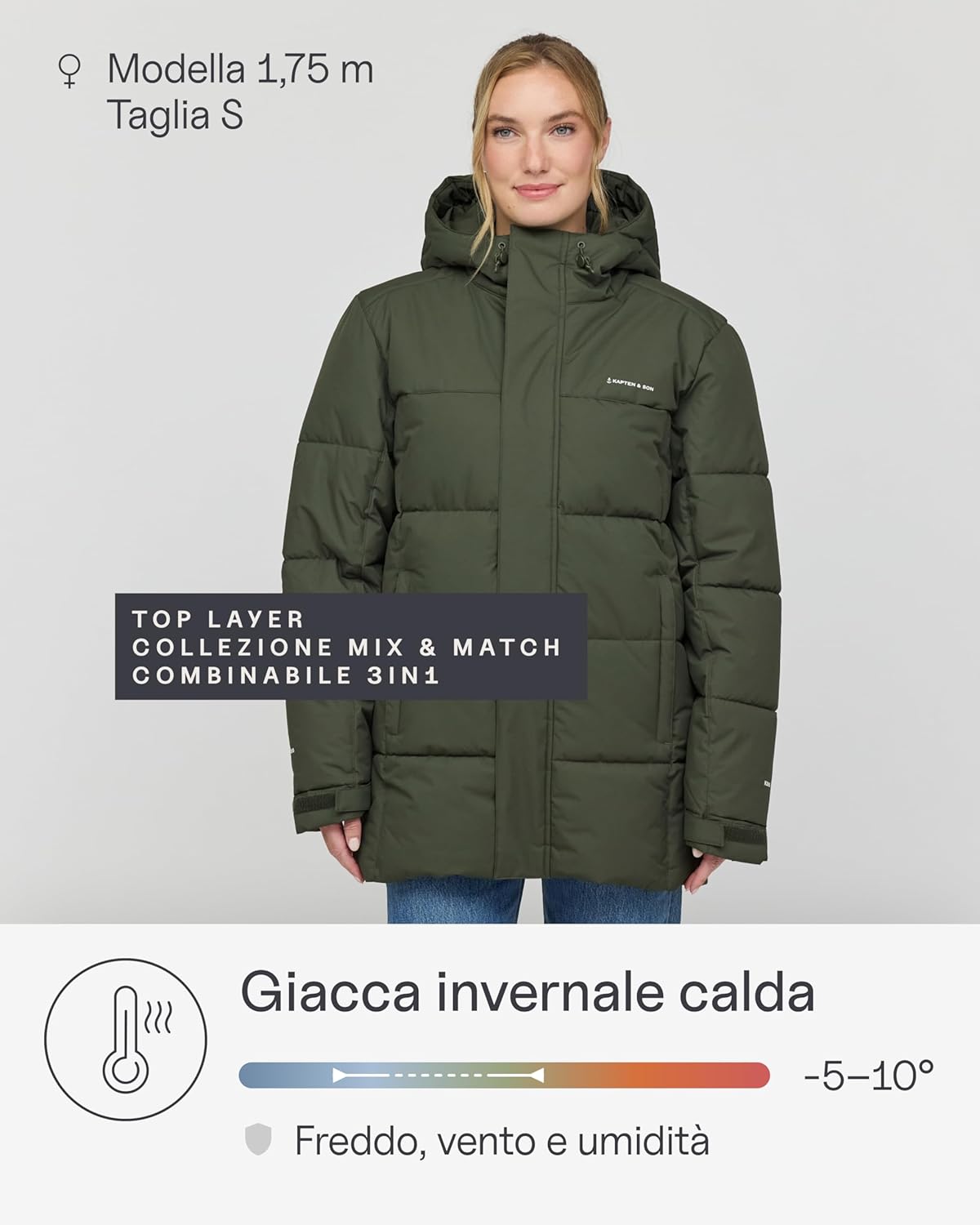 Thumbnail 1 de Kapten & Son Giacca invernale All Black/Sandstone/Olive (XS-XXL) traspirante, impermeabile e antivento