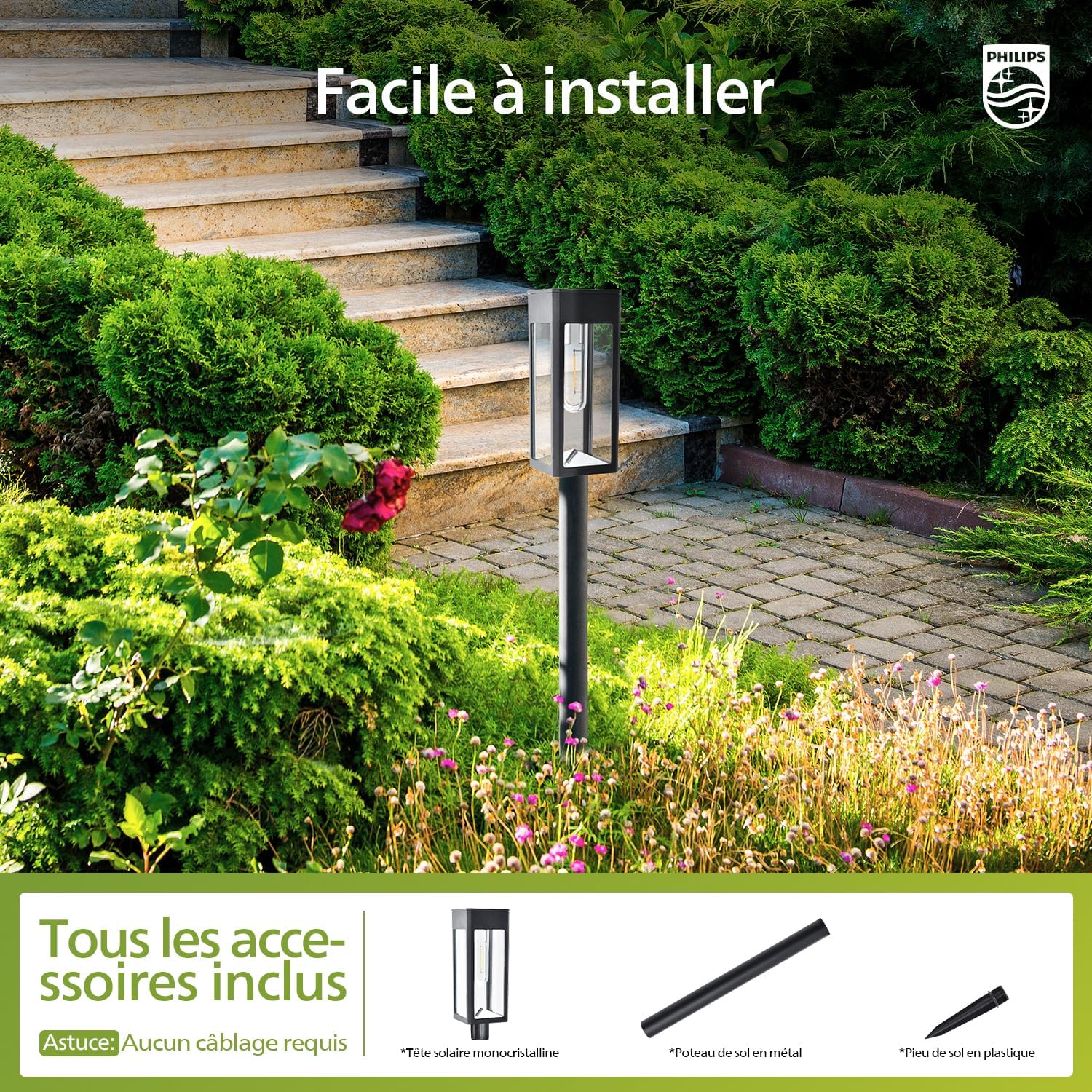 Thumbnail 6 de Philips Lot de 8 Lampes Solaires pour Allées – Éclairage Paysager LED 3000K