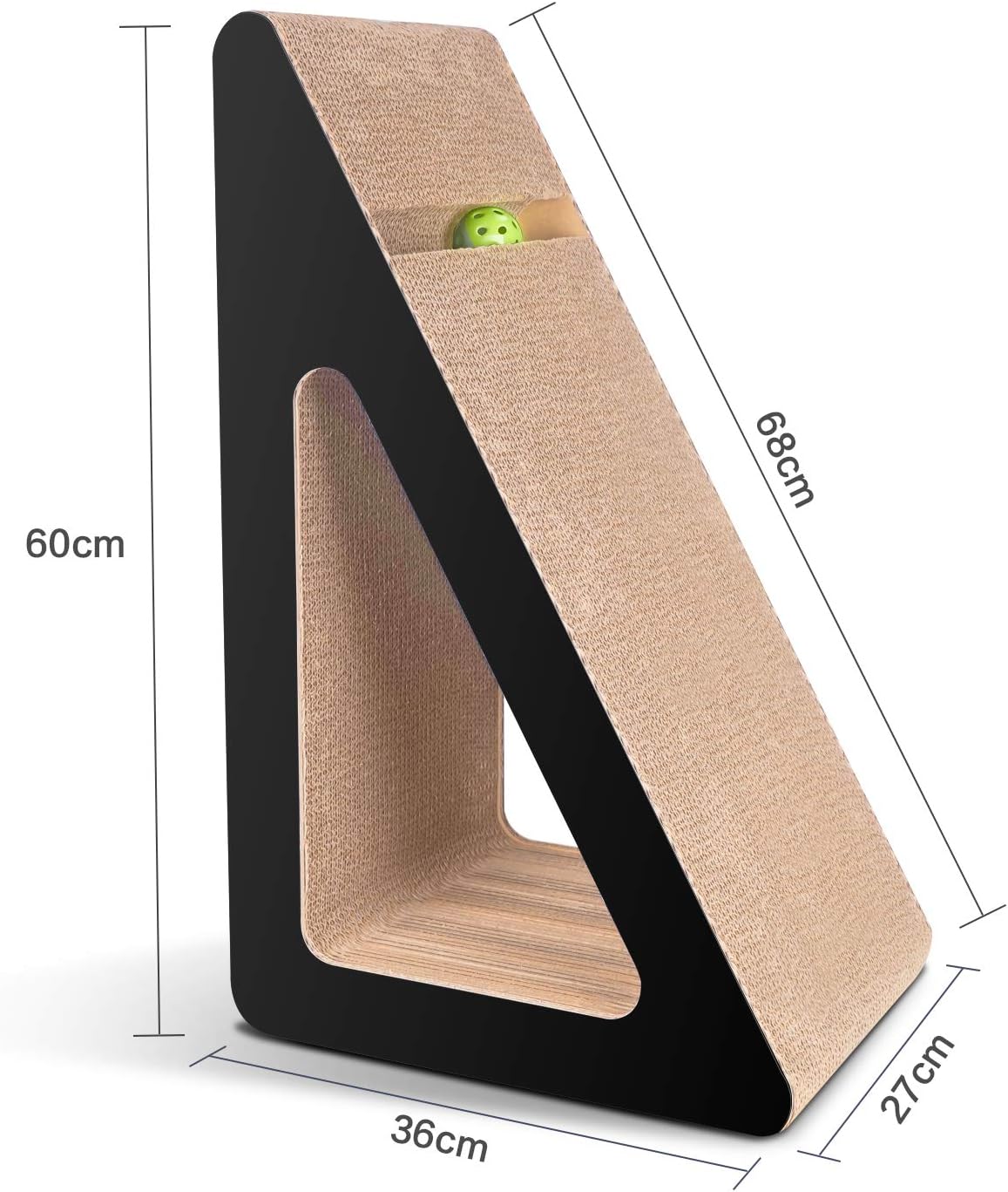 Detalle de Aibuddy Cat Scratcher: Inclined Cardboard Lounge with Ball Toy, Catnip & Play Tunnel