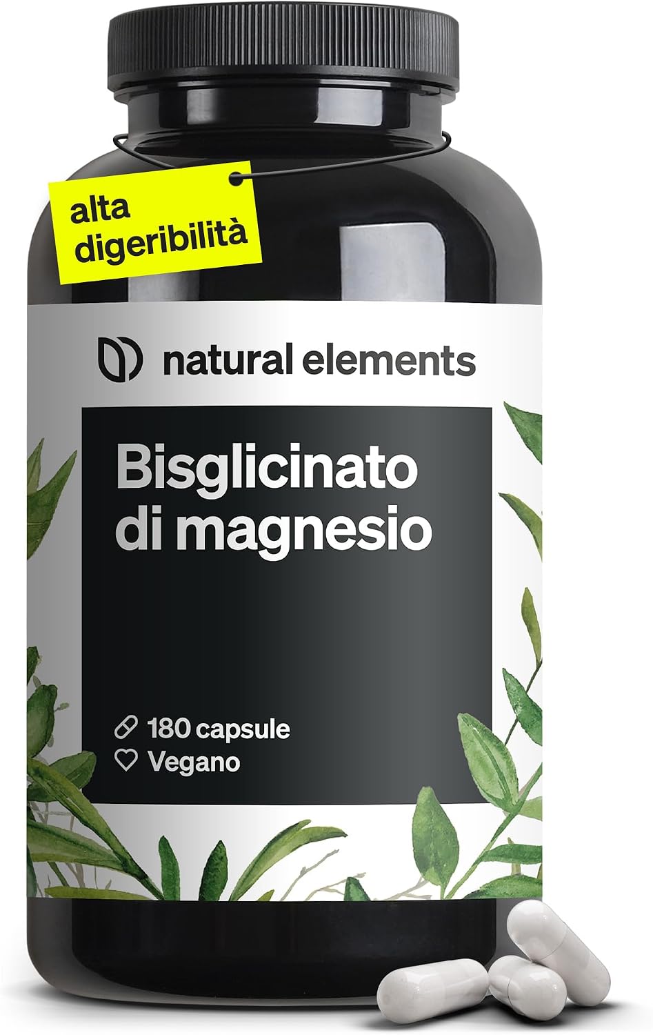 Detalle de Magnesio bisglicinato (300 mg di magnesio elementare per dose giornaliera) – 180 capsule vegane