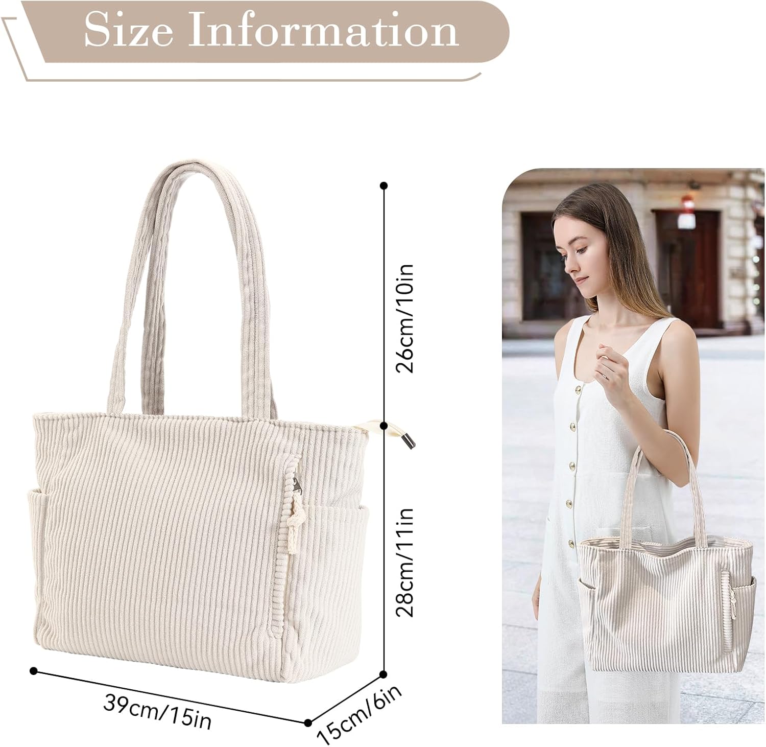 Thumbnail 1 de wocharm Corduroy Tote Bag 17in