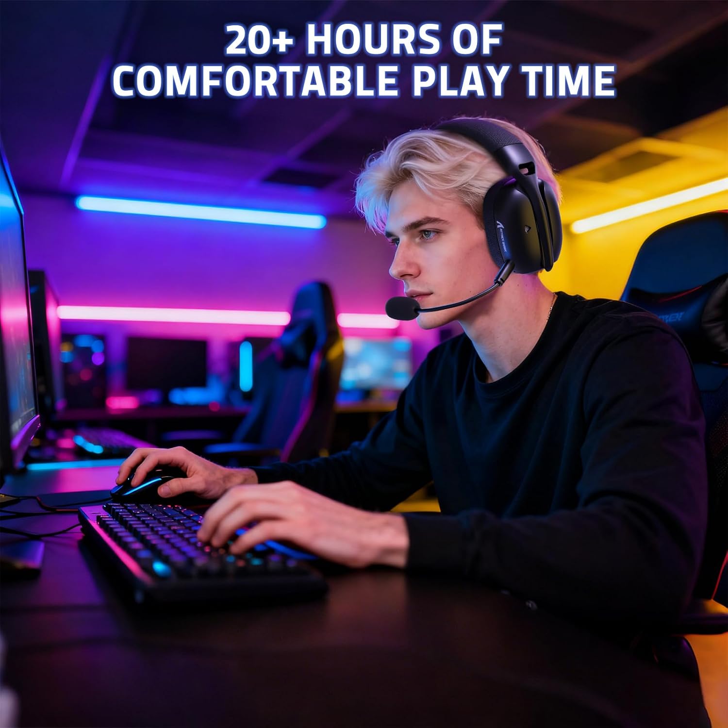 Detalle de ATTACK SHARK L80PRO Kabelloses Gaming-Headset – 3 Modi, Dual-Mikrofon, 40 mm Treiber, 3D-Surround-Sound