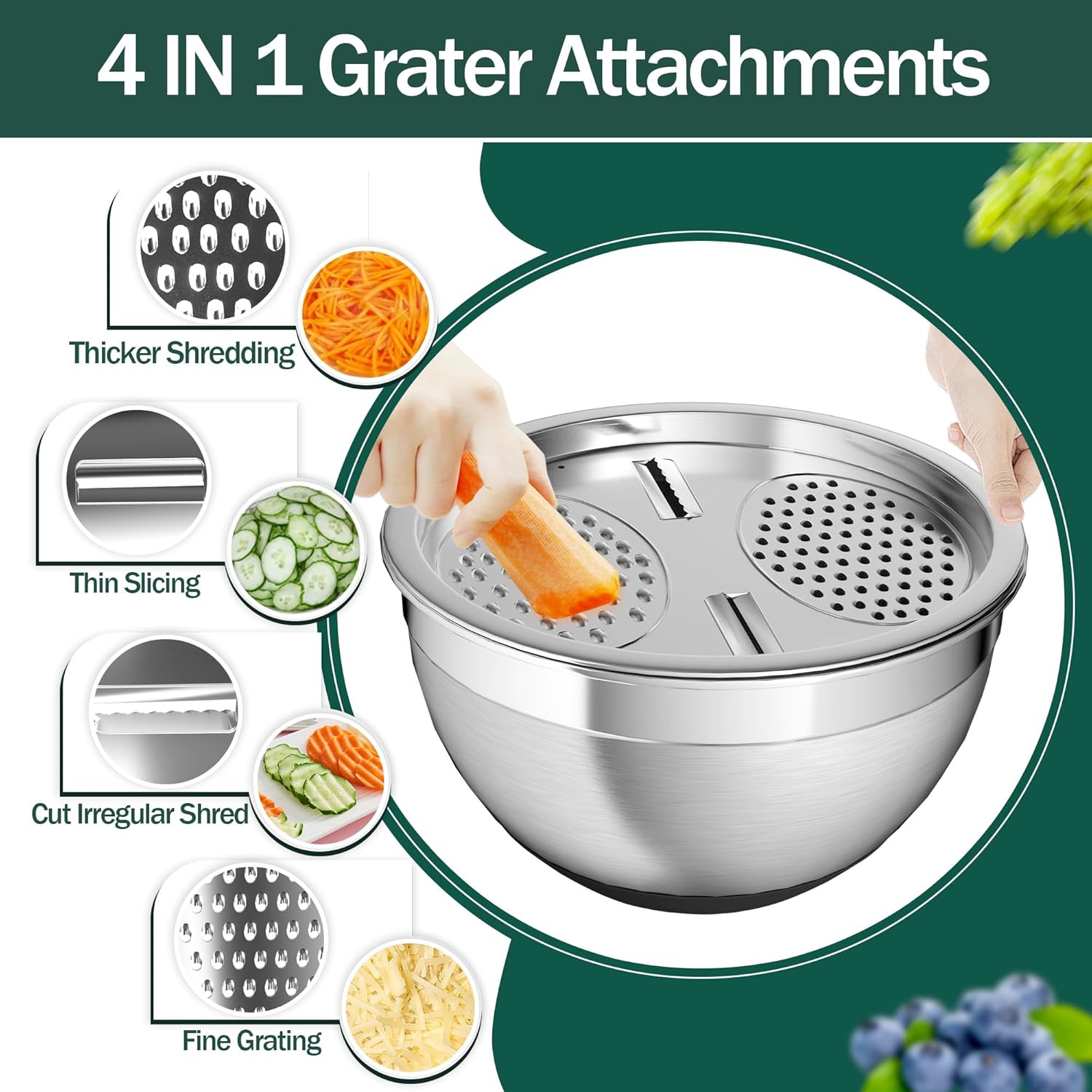 Thumbnail 4 de Nicdiet Mixing Bowls 1.5 2.5 5 QT Stainless Set