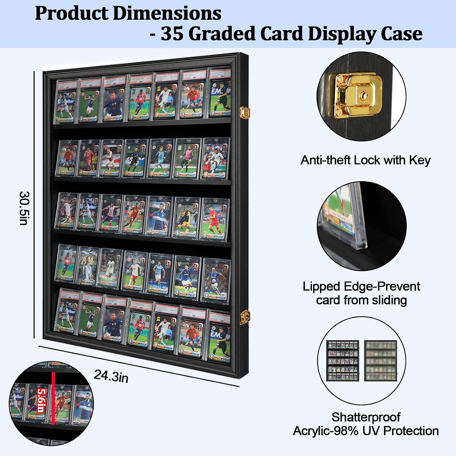 Detalle 2 de 35 Graded Sports Card Display Case Wall Mount