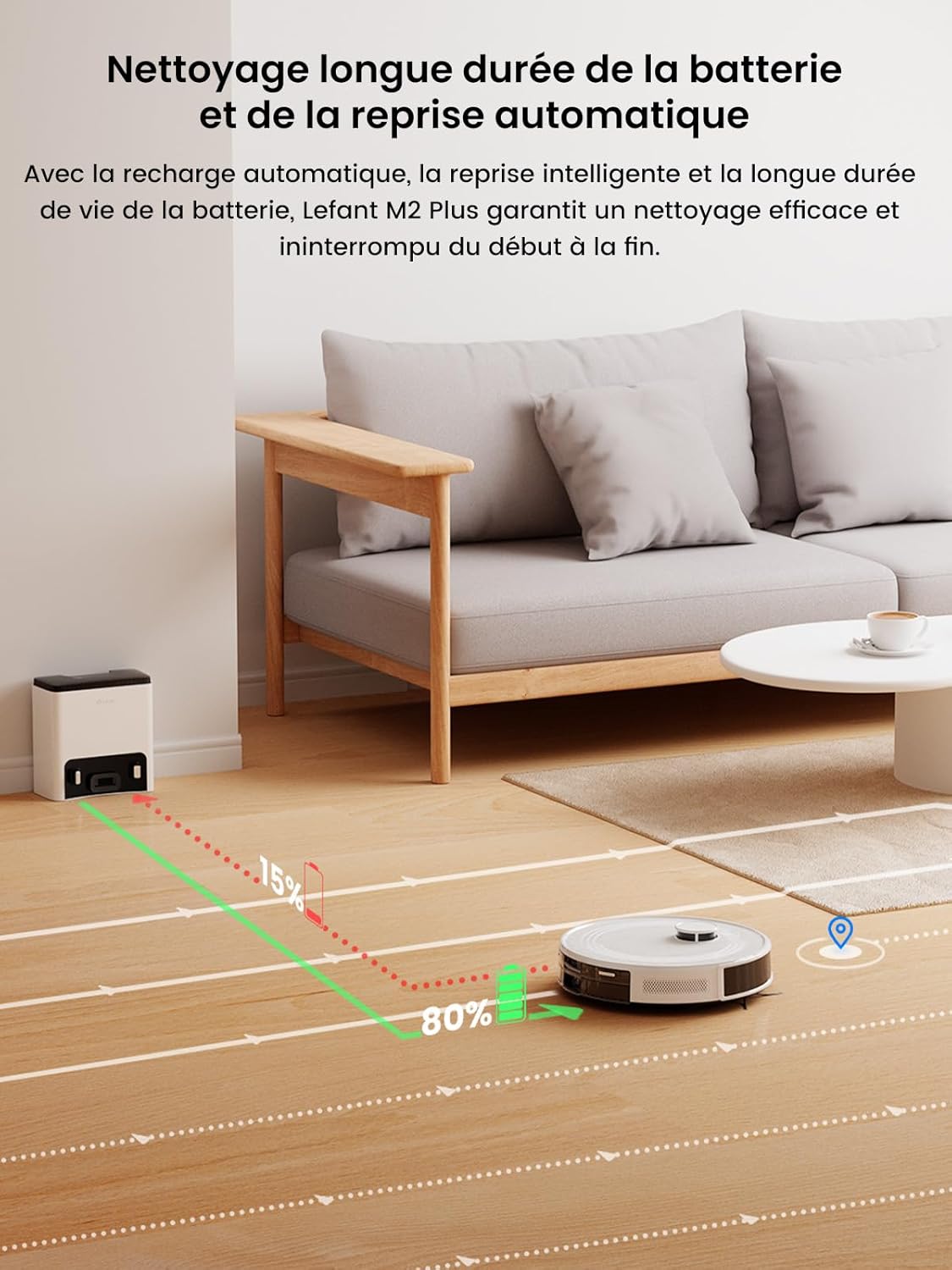 Thumbnail 6 de Lefant M2 Plus : Robot aspirateur laveur 6000Pa avec station d’autovidage et navigation LiDAR
