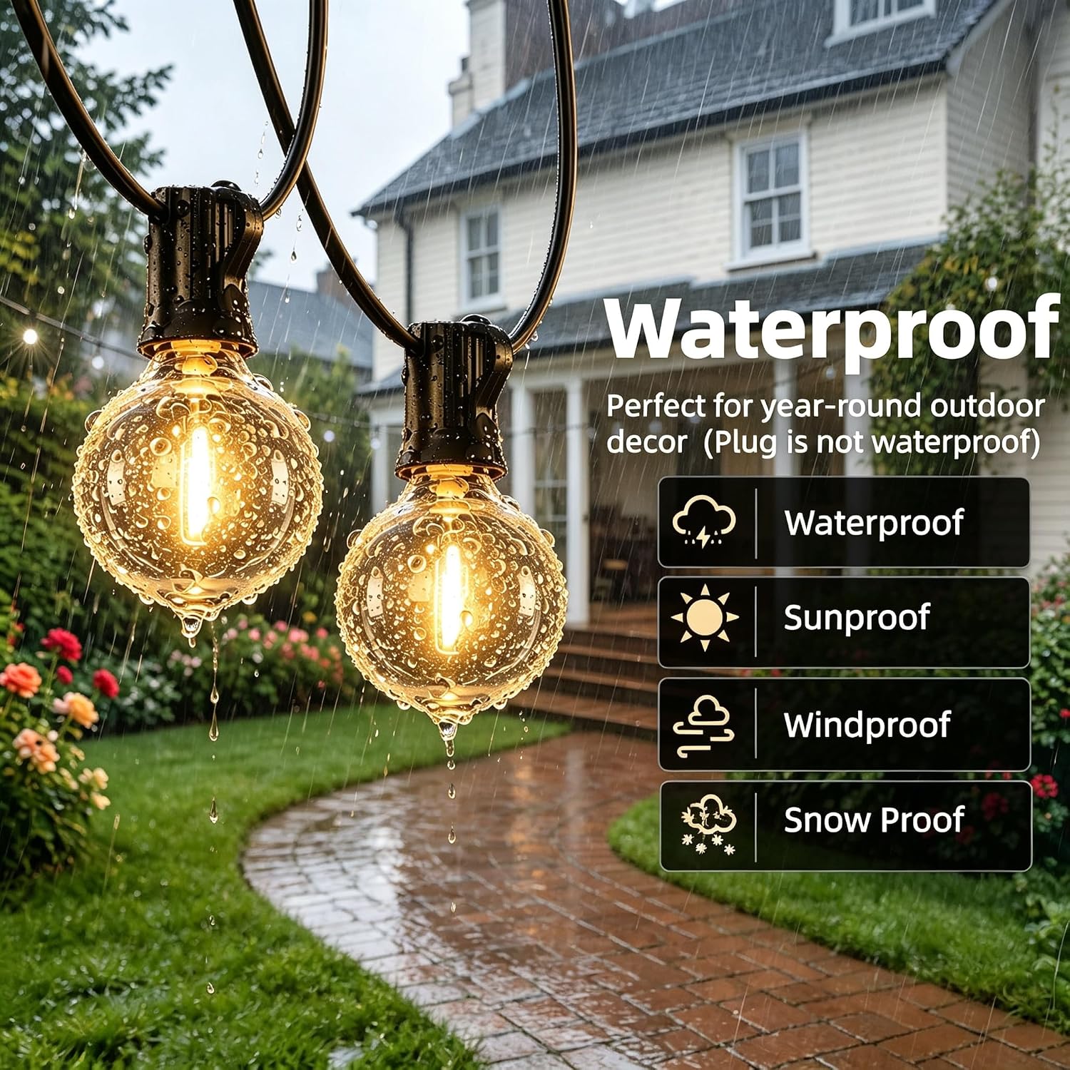 Detalle 2 de LaPitio Guirlande lumineuse extérieure 30m IP45: incassable, étanche et connexion bout à bout