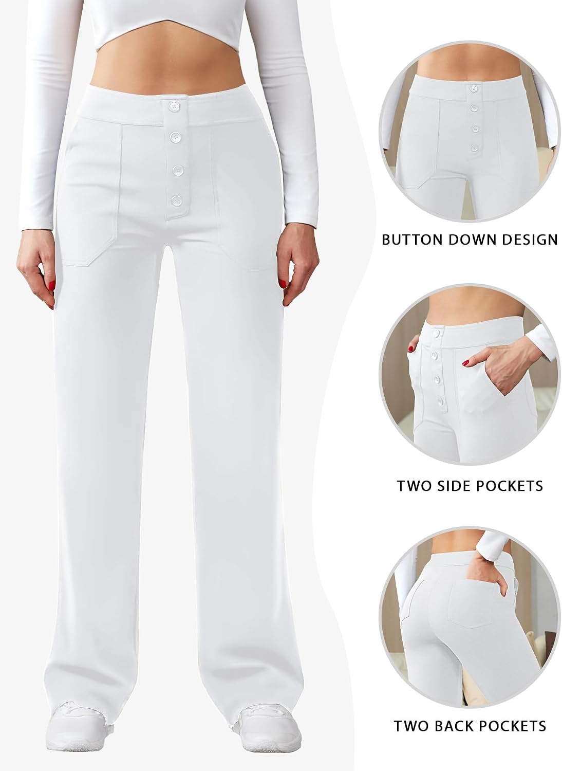 Thumbnail 5 de JEKAOYI Women's High-Waisted Straight-Leg Pants