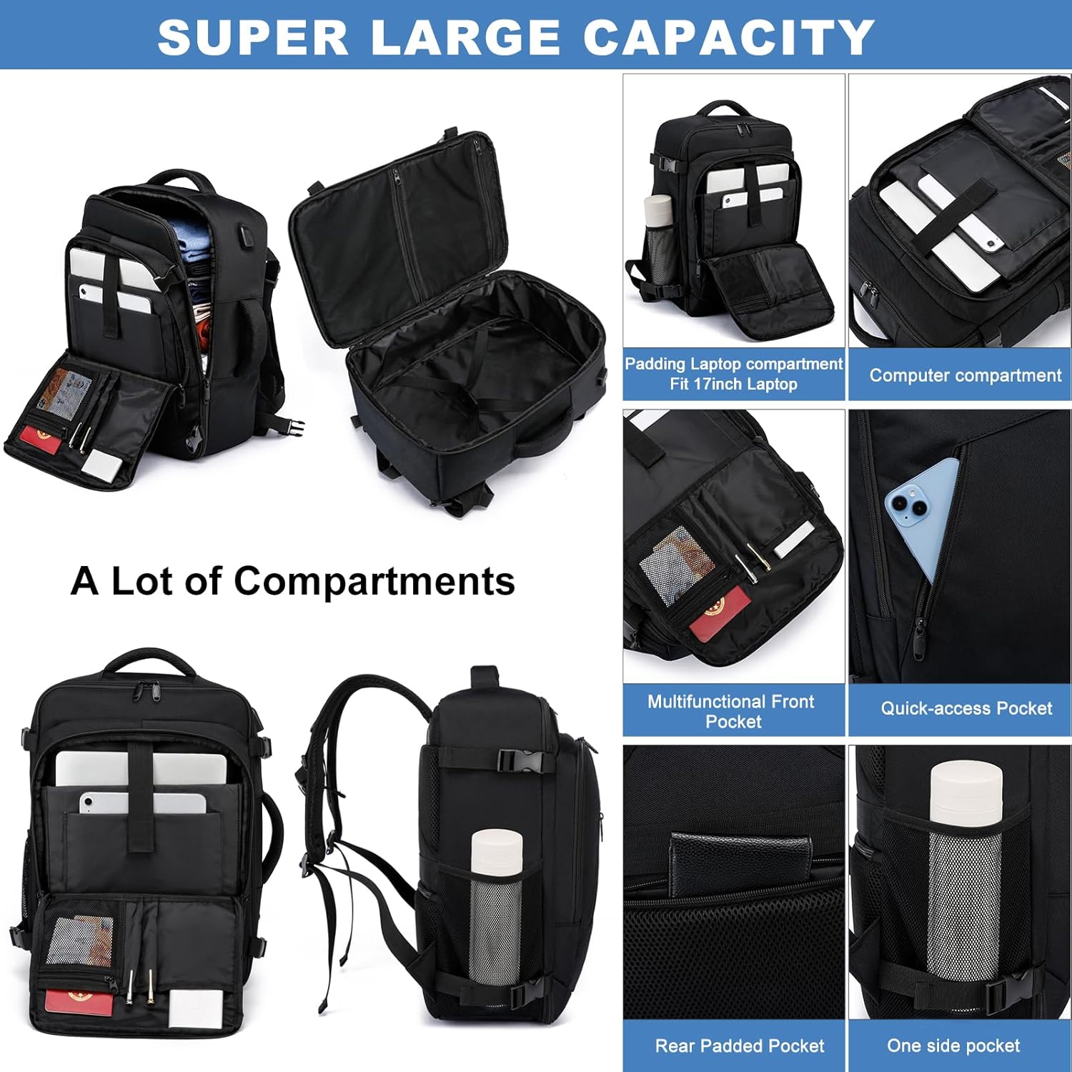 Thumbnail 2 de Cabin Bag 45x36x20: A practical EasyJet underseat backpack with USB charging and 15.6" laptop protection