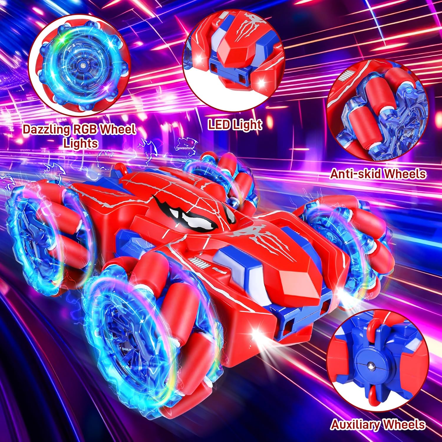 Thumbnail 2 de Kssvzz Spider 2.4GHz 360° Double-Sided 4WD RC Stunt Car with Cool Lights