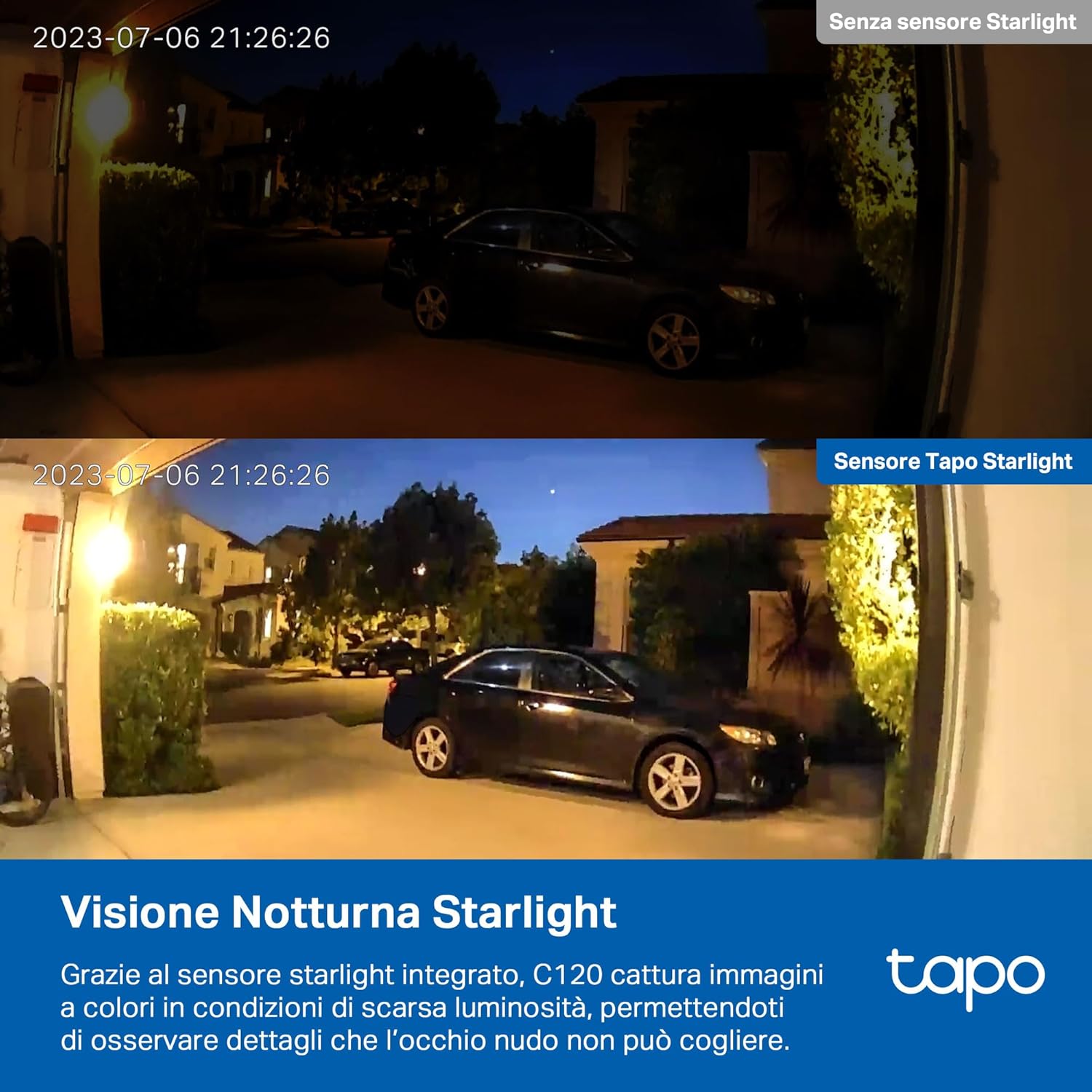 Detalle de Tapo C120: videocamera Wi‑Fi per interno ed esterno, 2K/4MP, visione notturna a colori e rilevamento AI