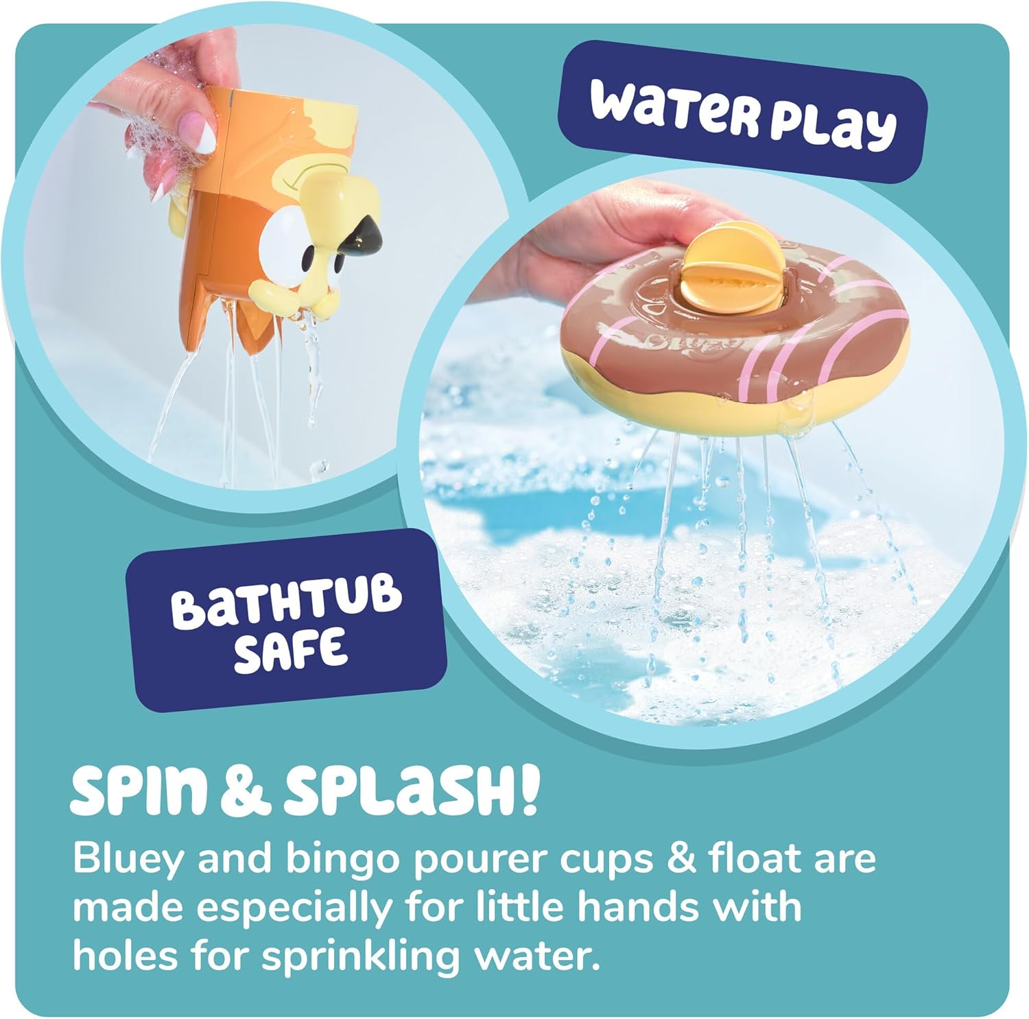Thumbnail 2 de Tomy Toomies – Giocattolo da Bagno Bluey e Bingo in Boa, 2 pezzi con ruote ad acqua (licenza ufficiale) per bambini dai 18 mesi