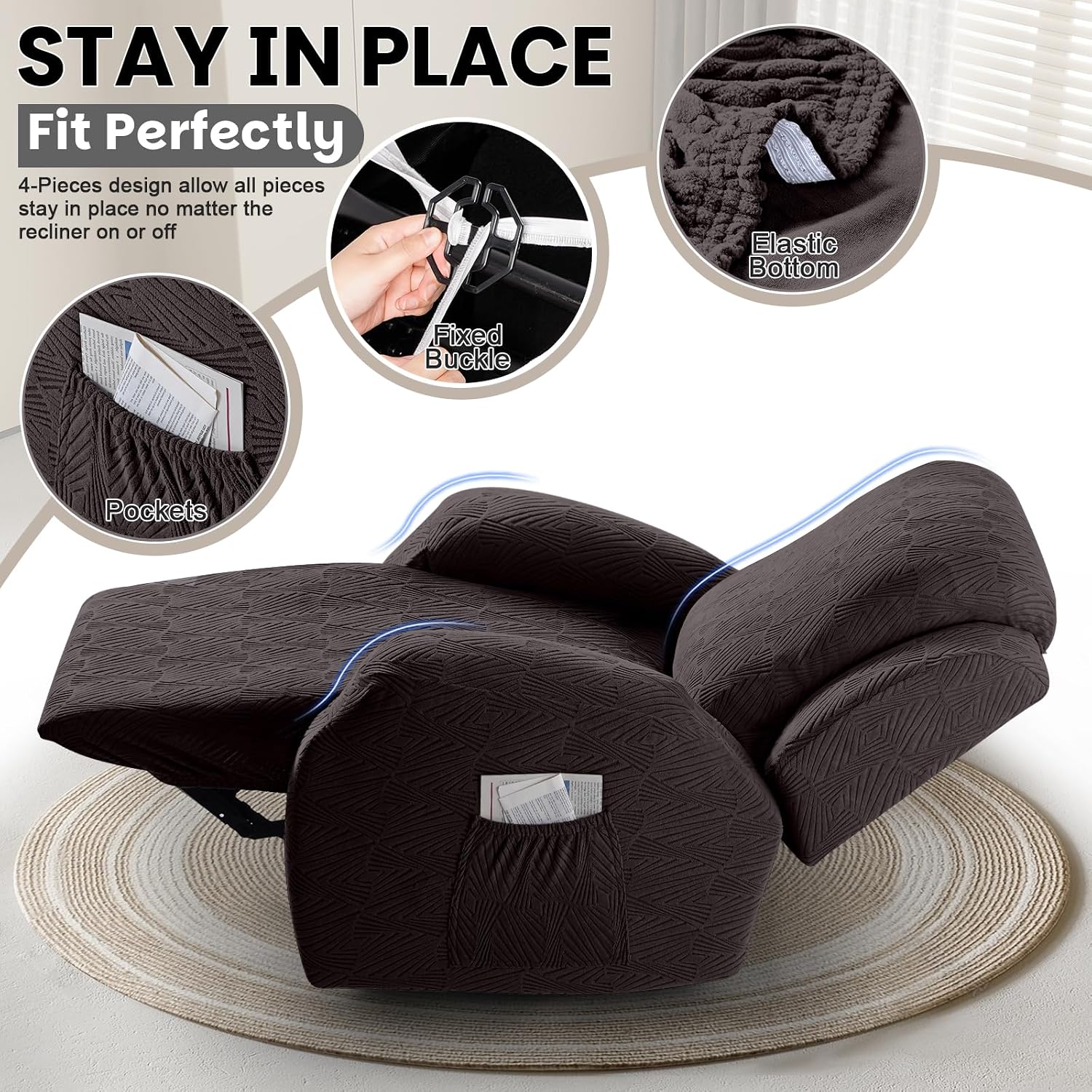 Detalle de VANSOFY Recliner Chair Cover, 4-Piece