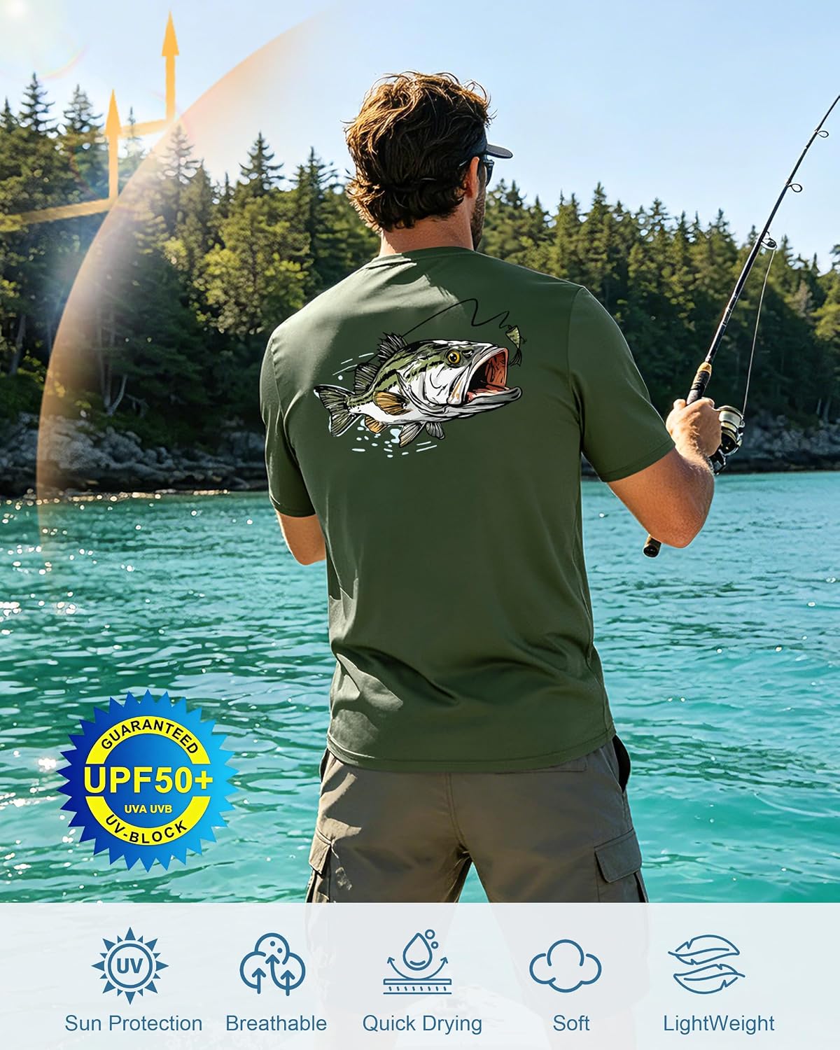 Detalle de FISHEAL Men's Fishing Shirt, Polyester-Spandex