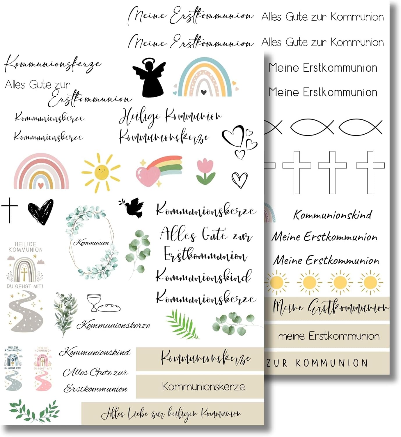 MilaBoo® Kerzentattoos DIY-Aufkleber für besondere Anlässe (Kommunion) – Motive zum Auftragen auf Kerzen & Glas